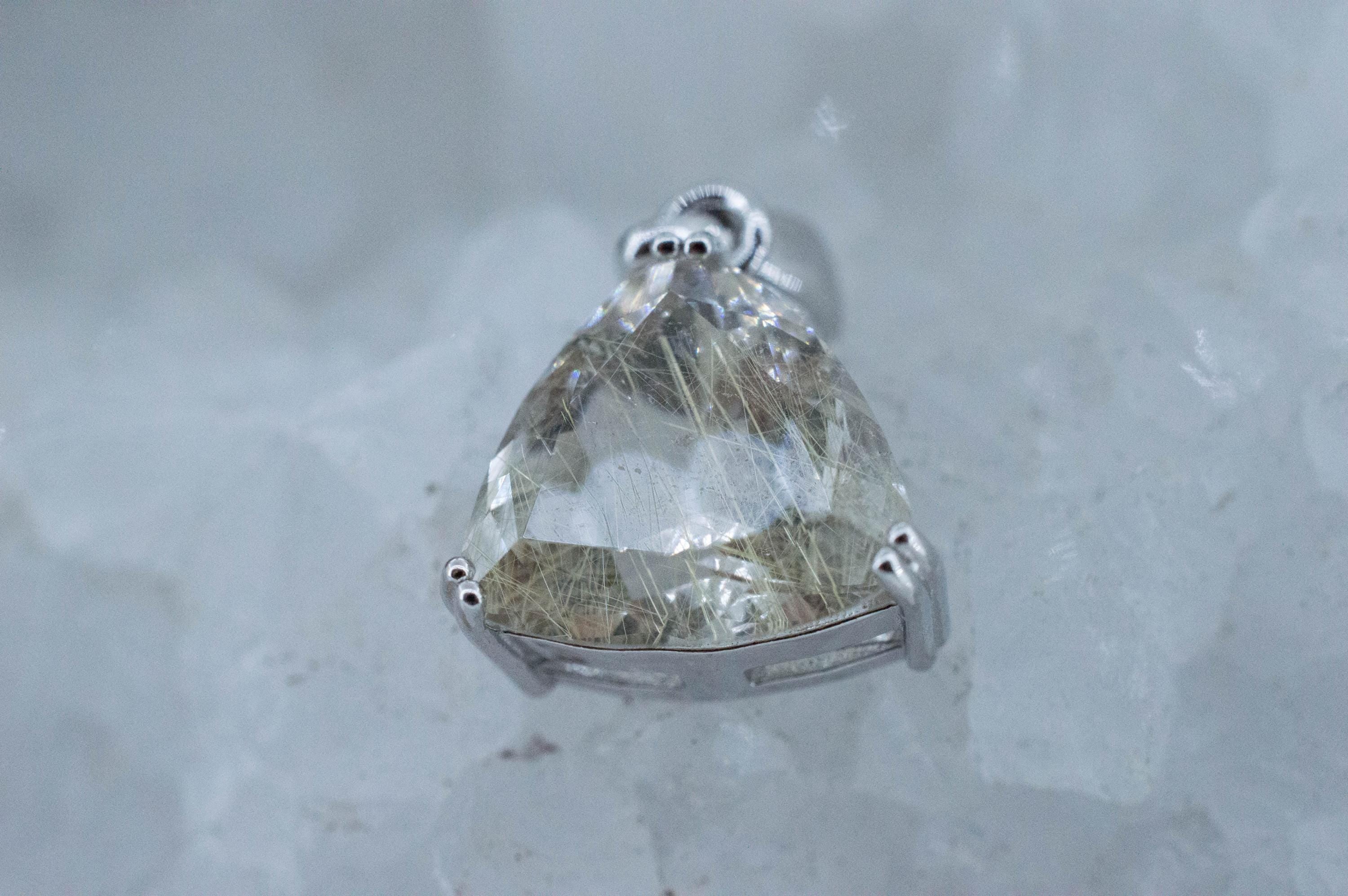 Rutilated Quartz Pendant, Natural Untreated Brazil Rutile Quartz; 4.600cts - Mark Oliver Gems