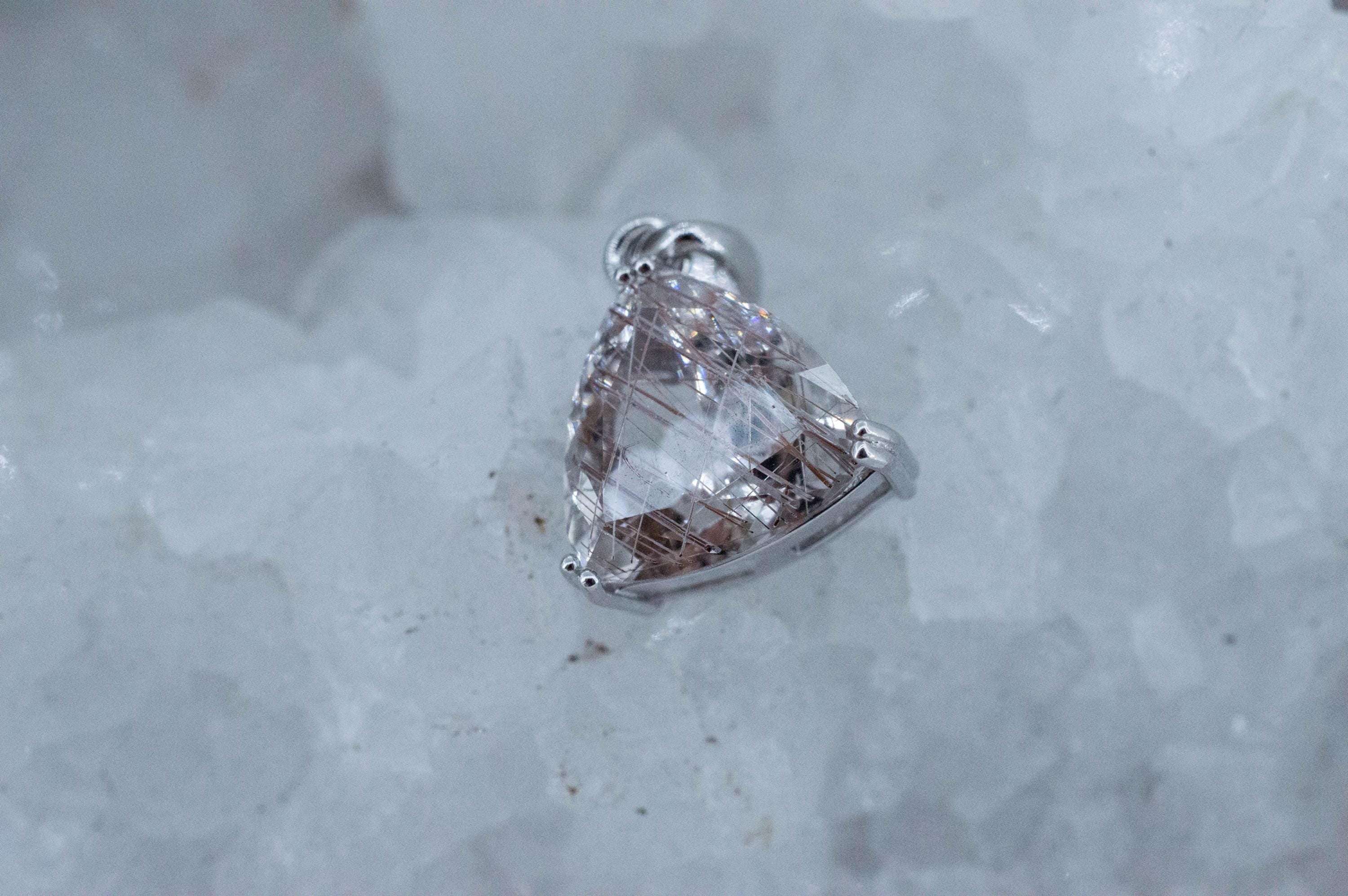 Rutilated Quartz Pendant, Natural Untreated Brazil Rutile Quartz; 4.605cts - Mark Oliver Gems