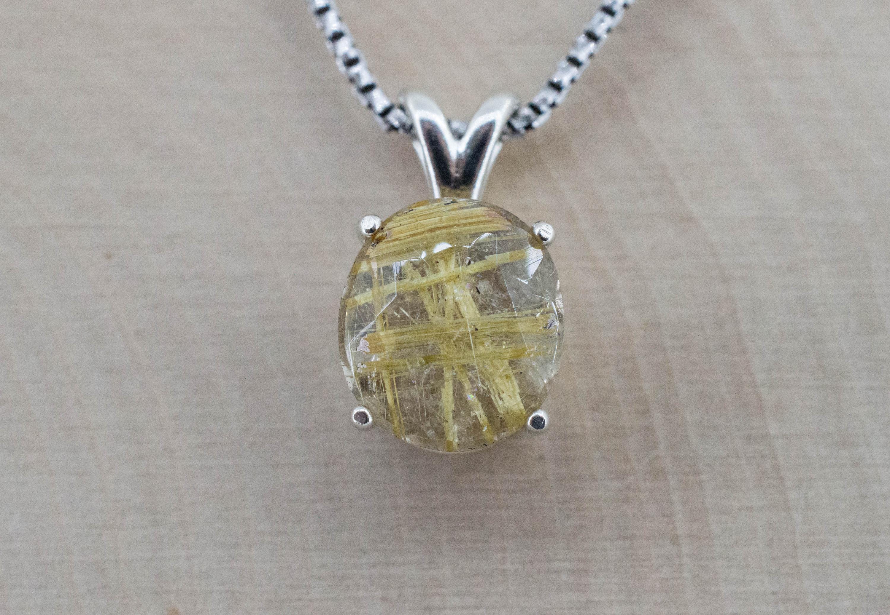 Rutilated Quartz Pendant, Natural Untreated Brazil Rutile Quartz; 4.895cts - Mark Oliver Gems