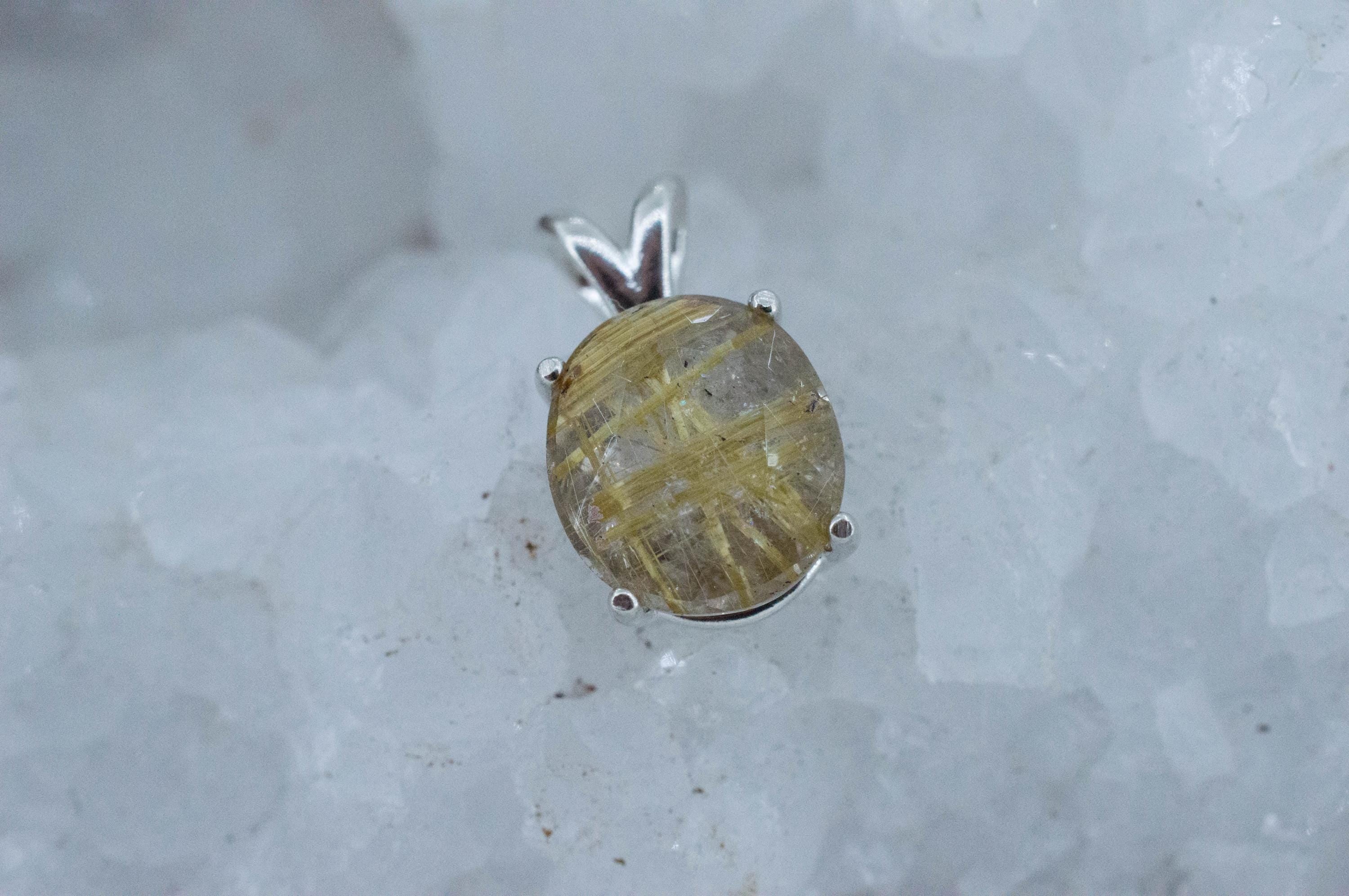 Rutilated Quartz Pendant, Natural Untreated Brazil Rutile Quartz; 4.895cts - Mark Oliver Gems