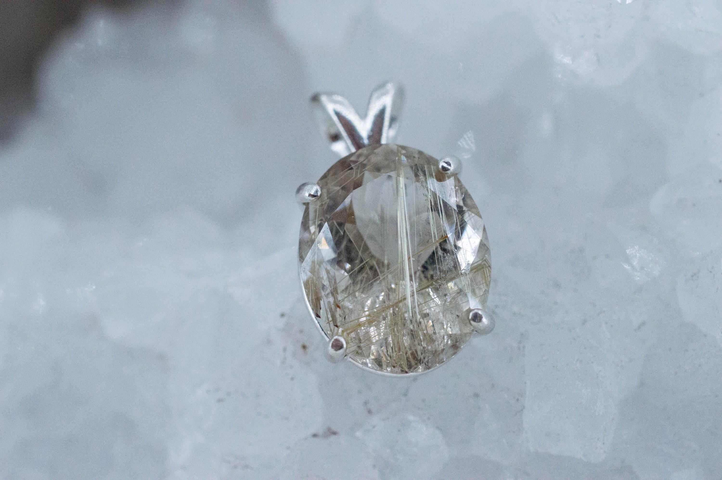 Rutilated Quartz Pendant, Natural Untreated Brazil Rutile Quartz; 6.745cts - Mark Oliver Gems