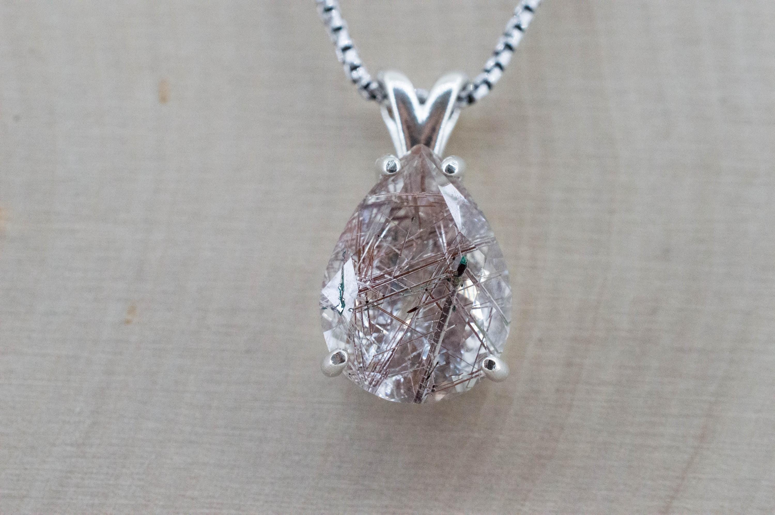 Rutilated Quartz Pendant, Natural Untreated Brazil Rutile Quartz; 7.550cts