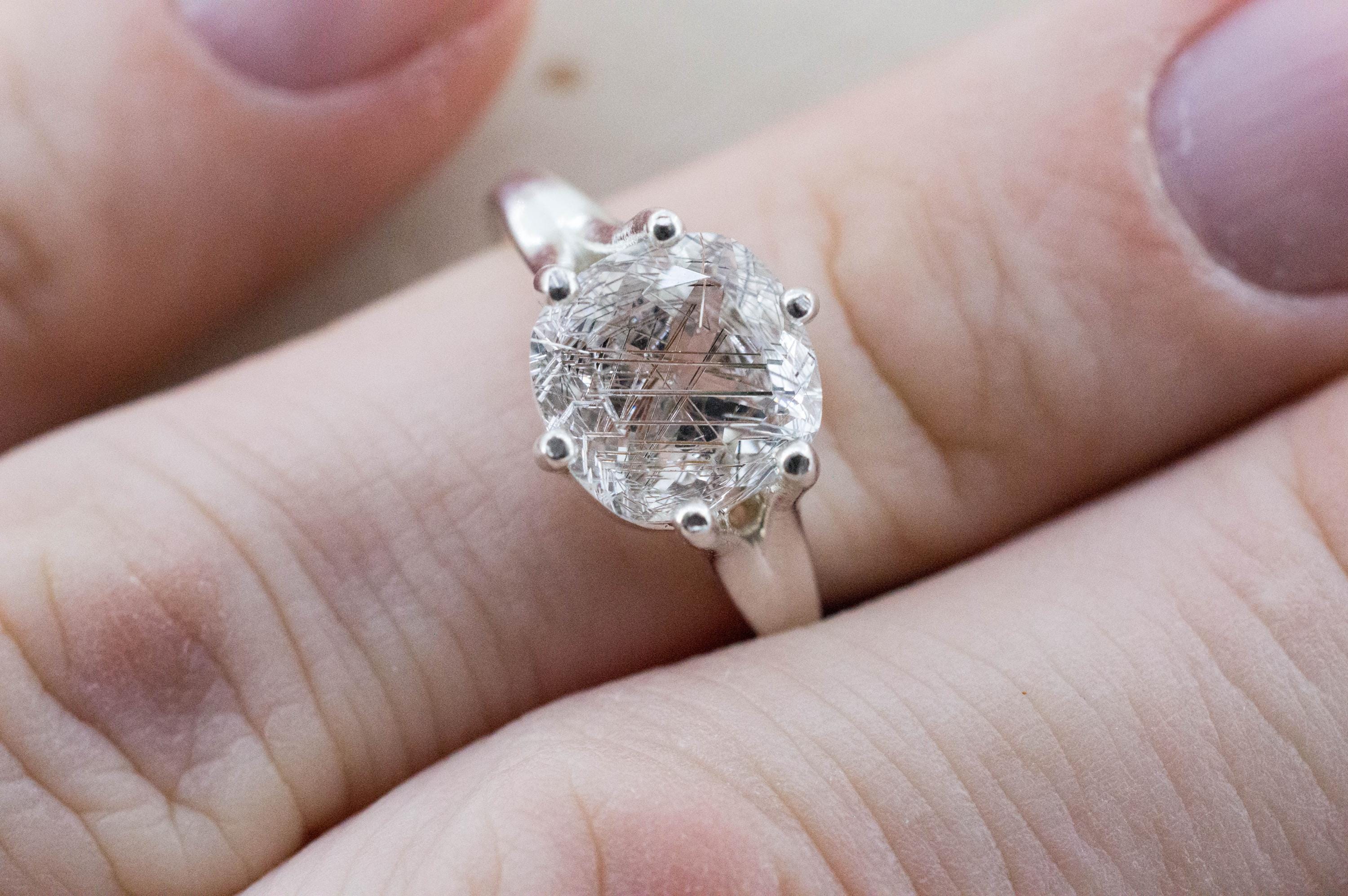 Rutilated Quartz Ring; Natural Untreated Brazil Rutile Quartz; 2.735cts - Mark Oliver Gems