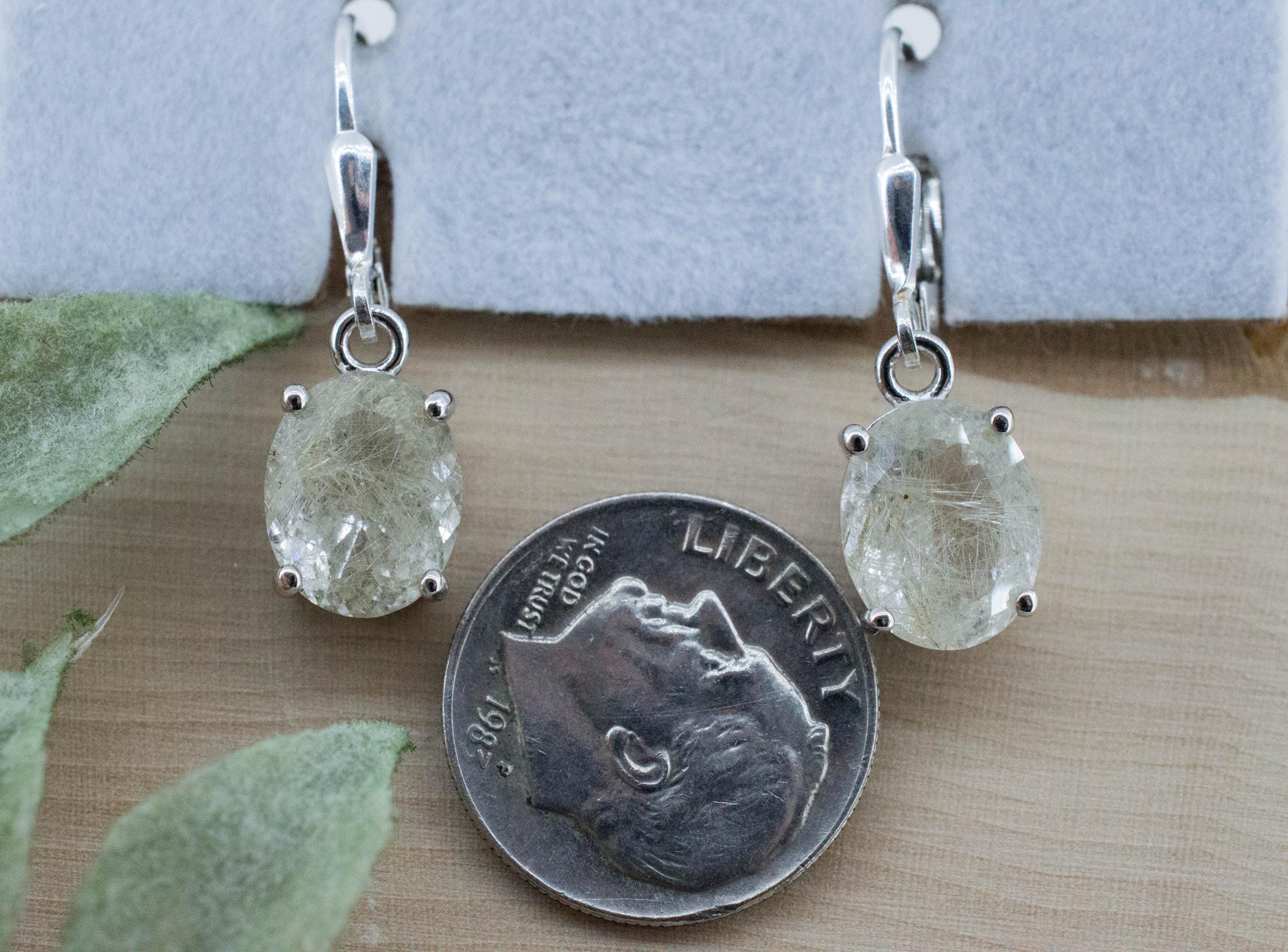 Rutile Quartz Earrings; Natural Untreated Brazil Rutilated Quartz; 4.695cts - Mark Oliver Gems