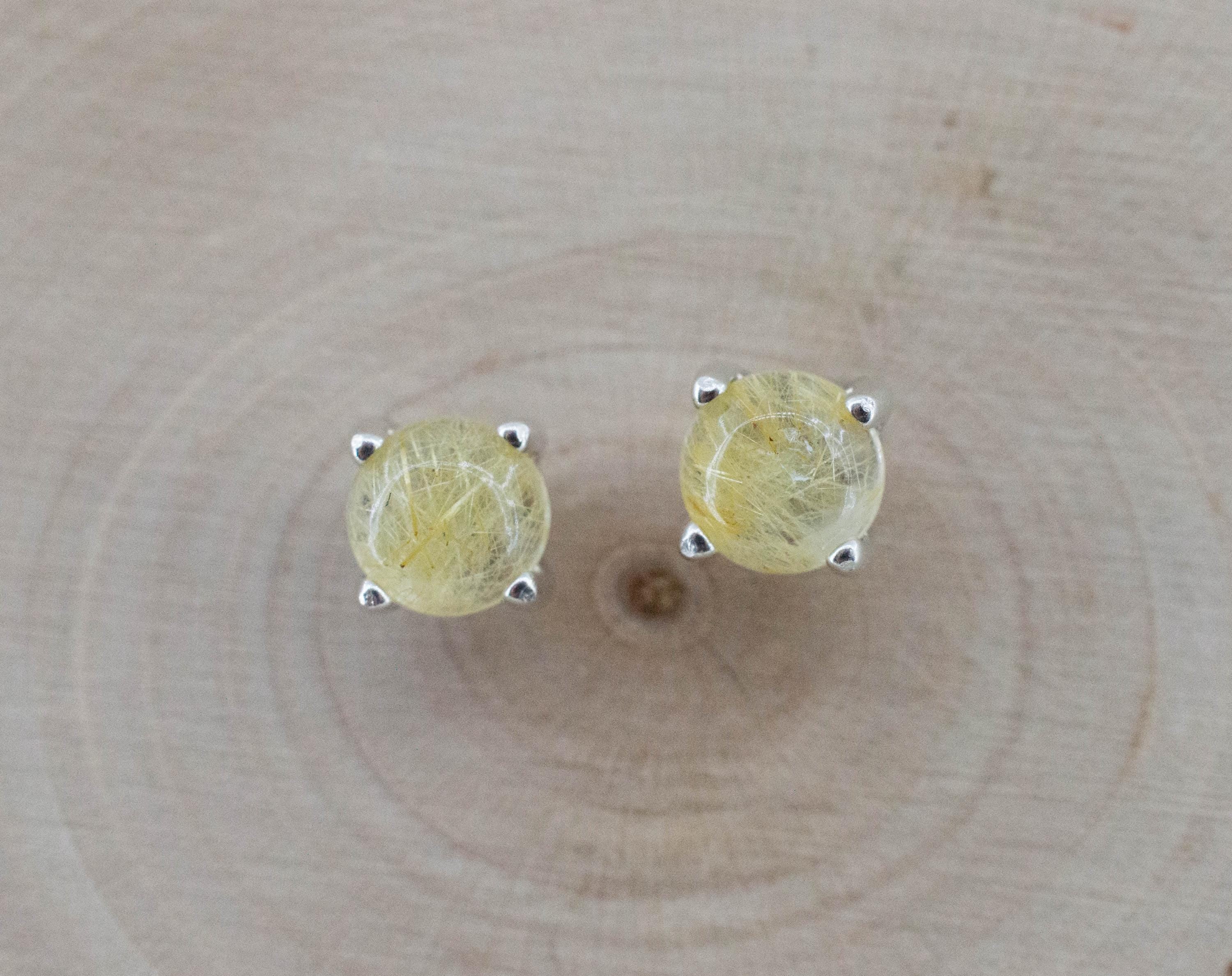Rutilated Quartz Earrings; Genuine Untreated Brazil Rutile Quartz; 1.710cts - Mark Oliver Gems