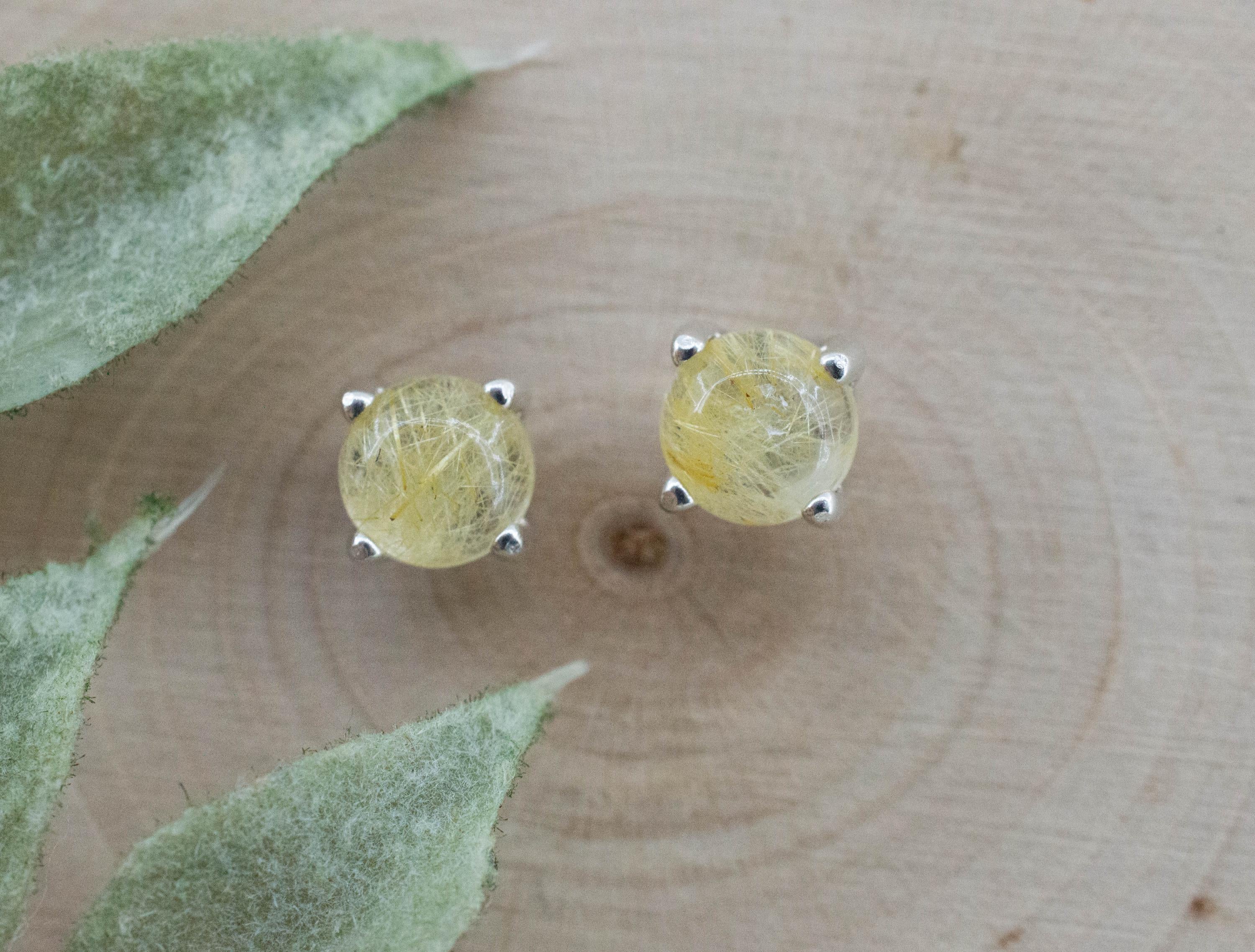 Rutilated Quartz Earrings; Genuine Untreated Brazil Rutile Quartz; 1.710cts - Mark Oliver Gems