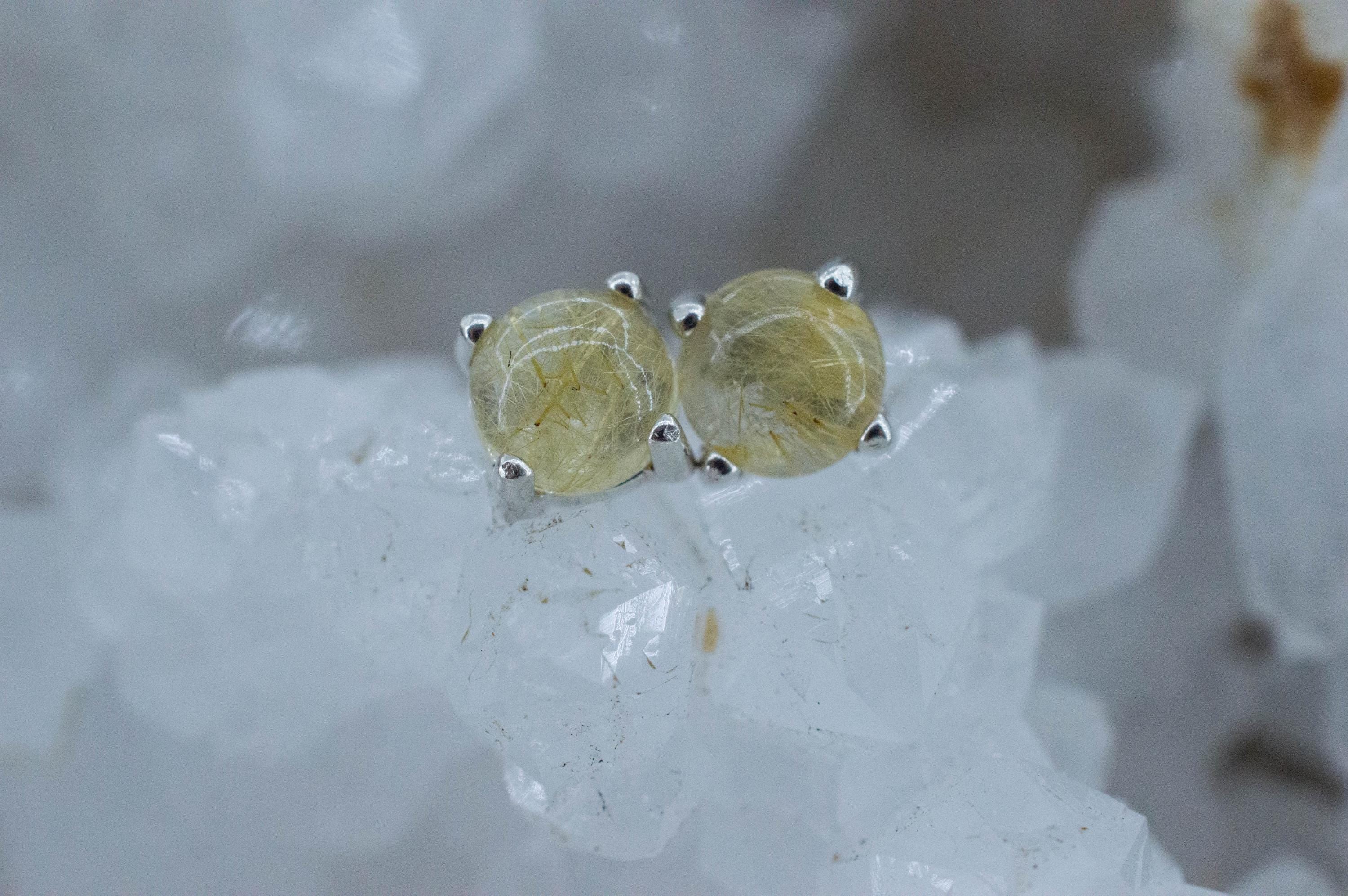 Rutilated Quartz Earrings; Genuine Untreated Brazil Rutile Quartz; 1.710cts - Mark Oliver Gems