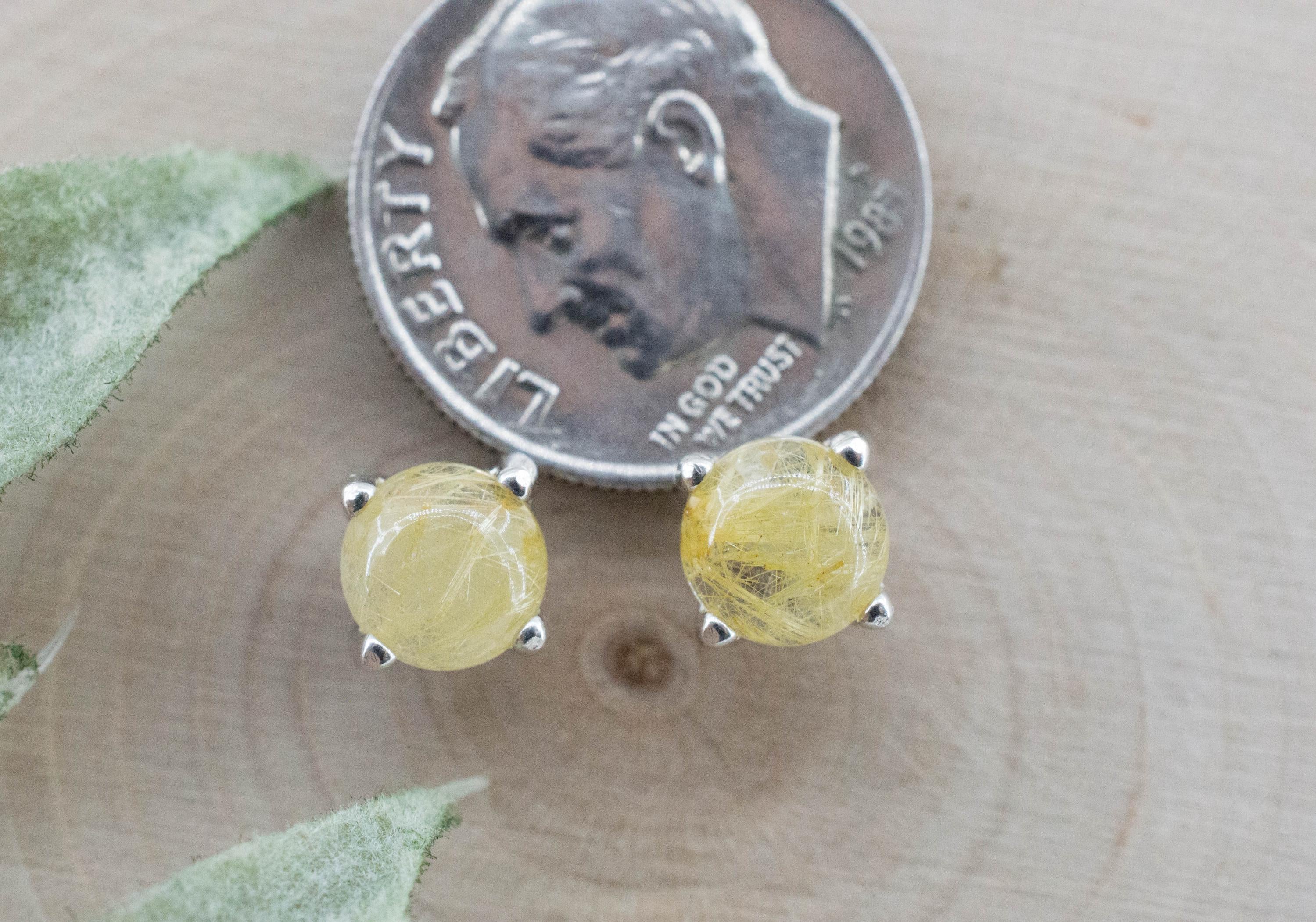 Rutilated Quartz Earrings; Genuine Untreated Brazil Rutile Quartz; 1.805cts - Mark Oliver Gems