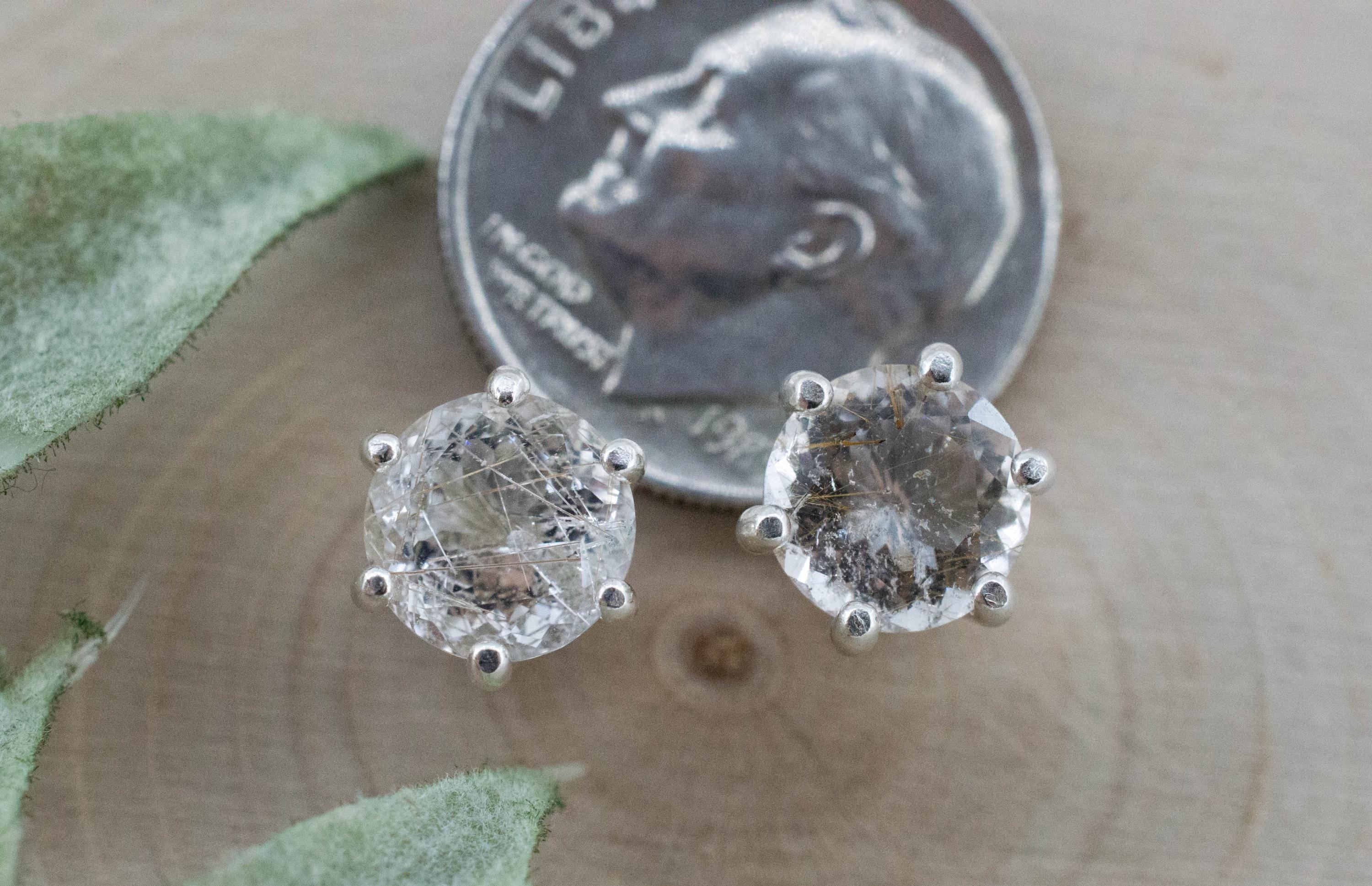 Rutilated Quartz Earrings; Genuine Untreated Brazil Rutile Quartz; 2.320cts - Mark Oliver Gems