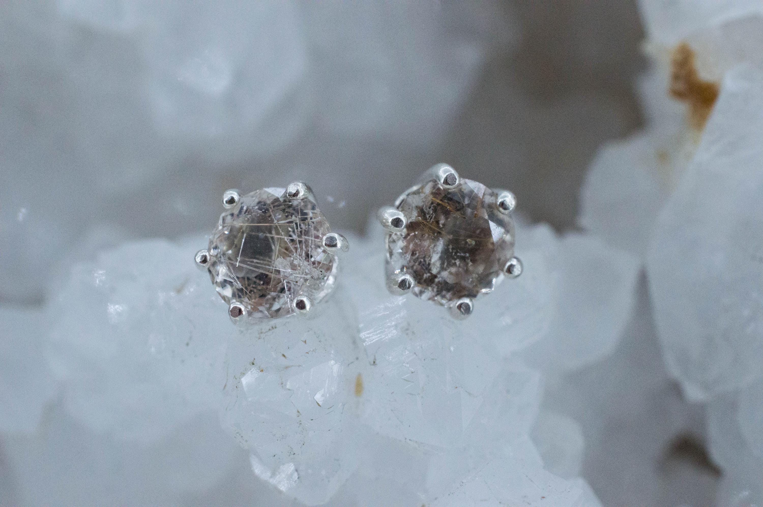 Rutilated Quartz Earrings; Genuine Untreated Brazil Rutile Quartz; 2.320cts - Mark Oliver Gems