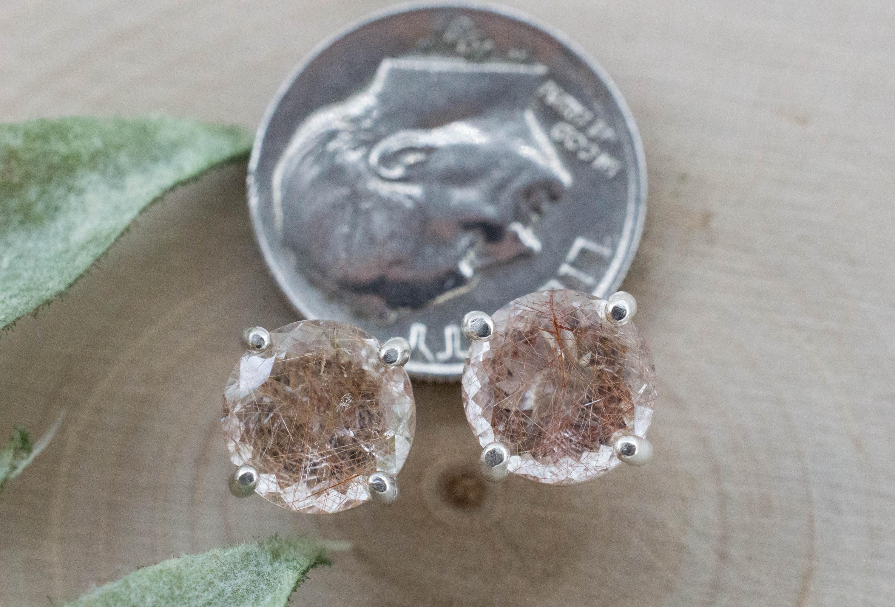 Rutilated Quartz Earrings; Genuine Untreated Brazil Rutile Quartz; 3.360cts - Mark Oliver Gems