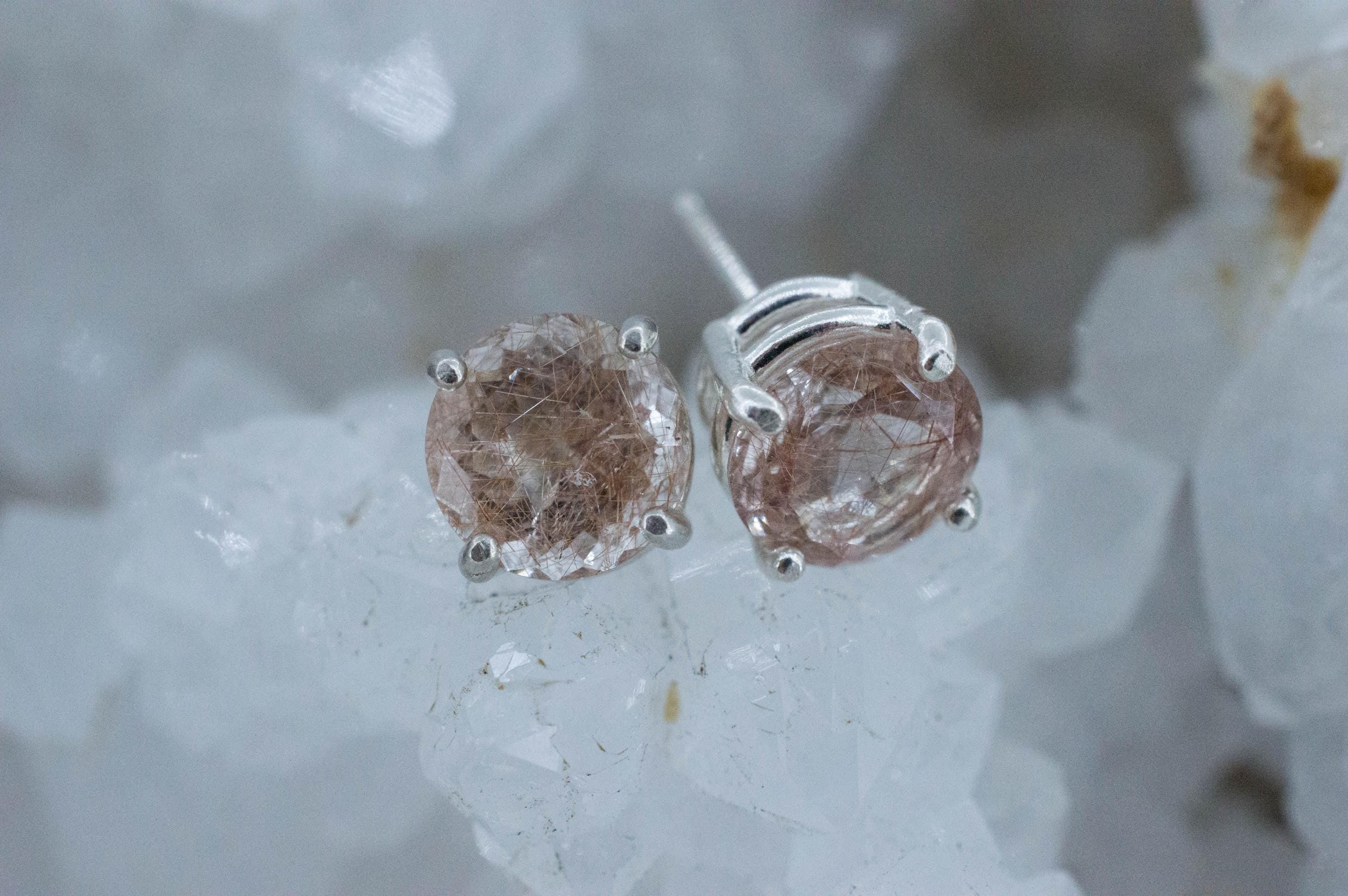 Rutilated Quartz Earrings; Genuine Untreated Brazil Rutile Quartz; 3.360cts - Mark Oliver Gems