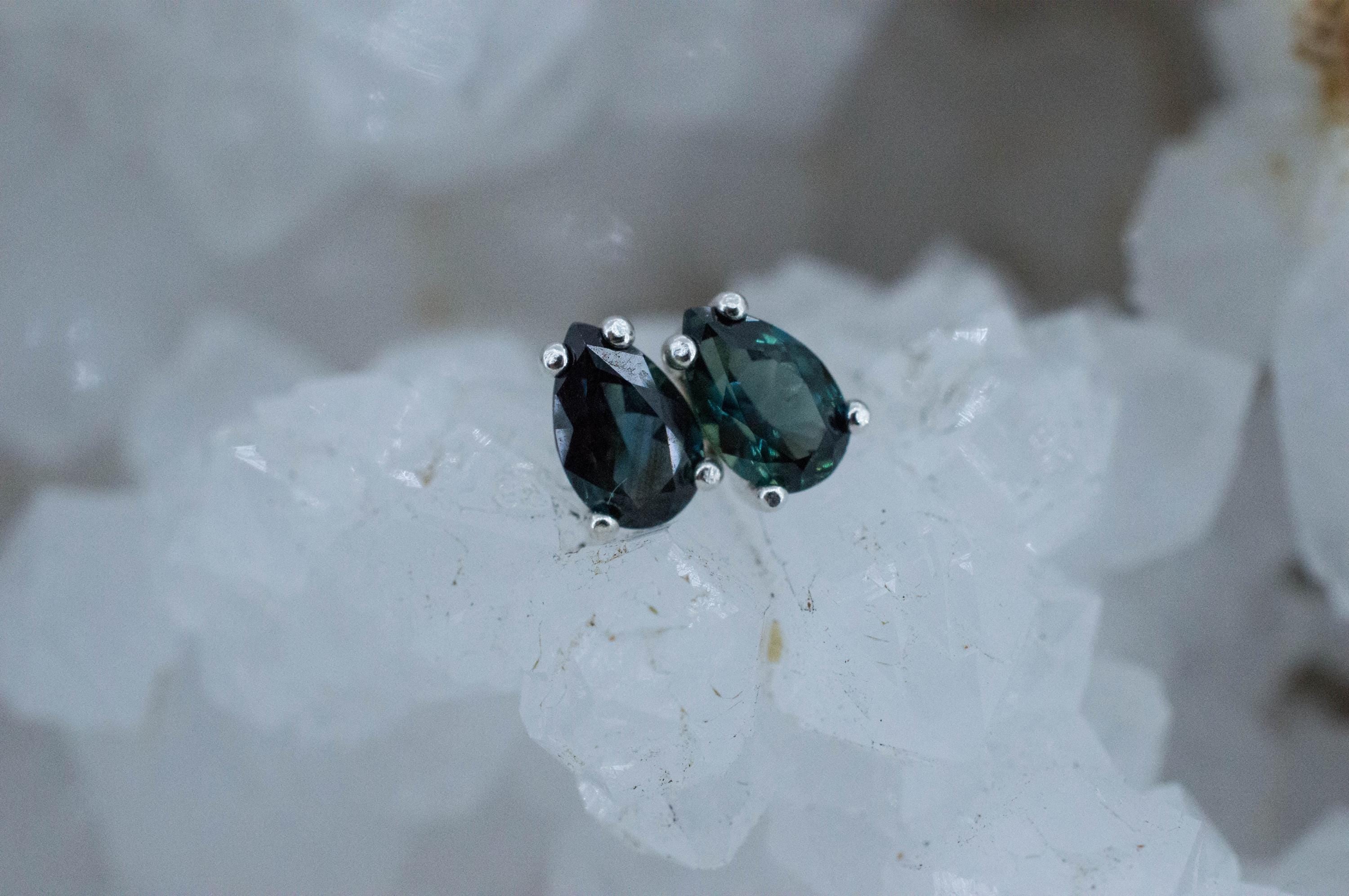 Biashara Sapphire Earrings, Natural Untreated Kenya Sapphire; 1.105cts - Mark Oliver Gems