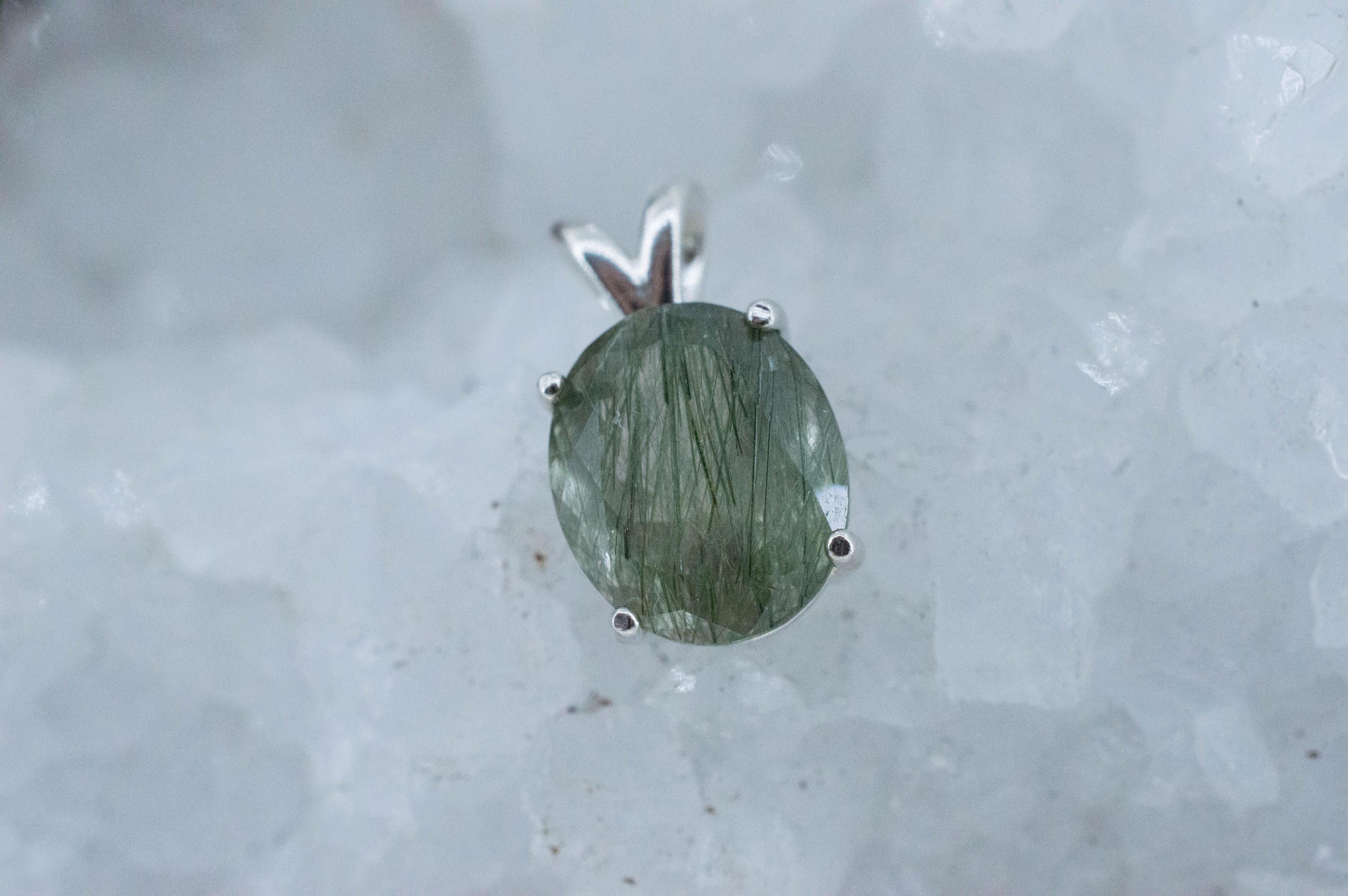 Byssolite Quartz Pendant, Natural Untreated Tanzania Included Quartz; 4.665cts