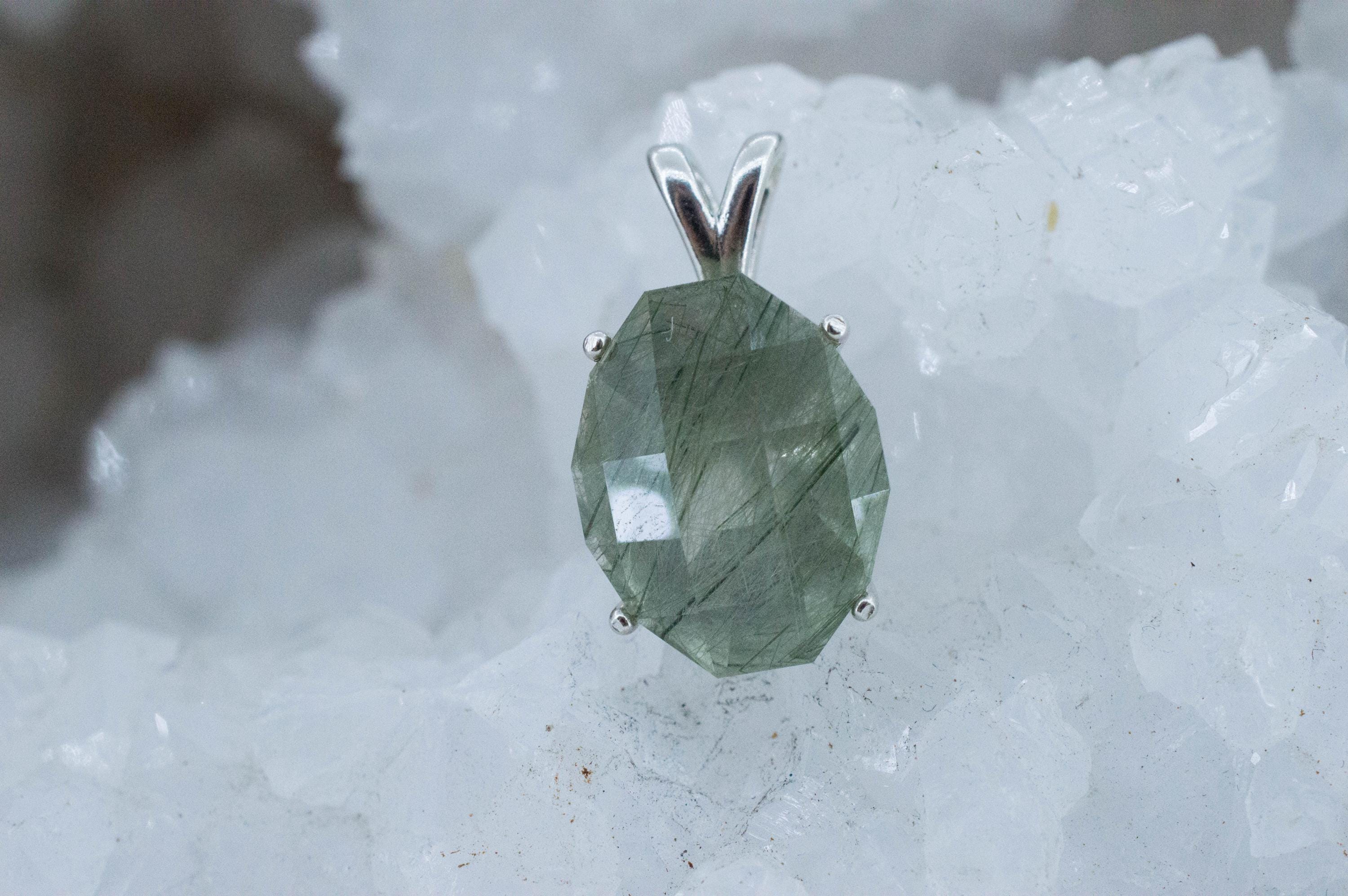 Byssolite Quartz Pendant, Natural Untreated Tanzania Included Quartz; 10.705cts