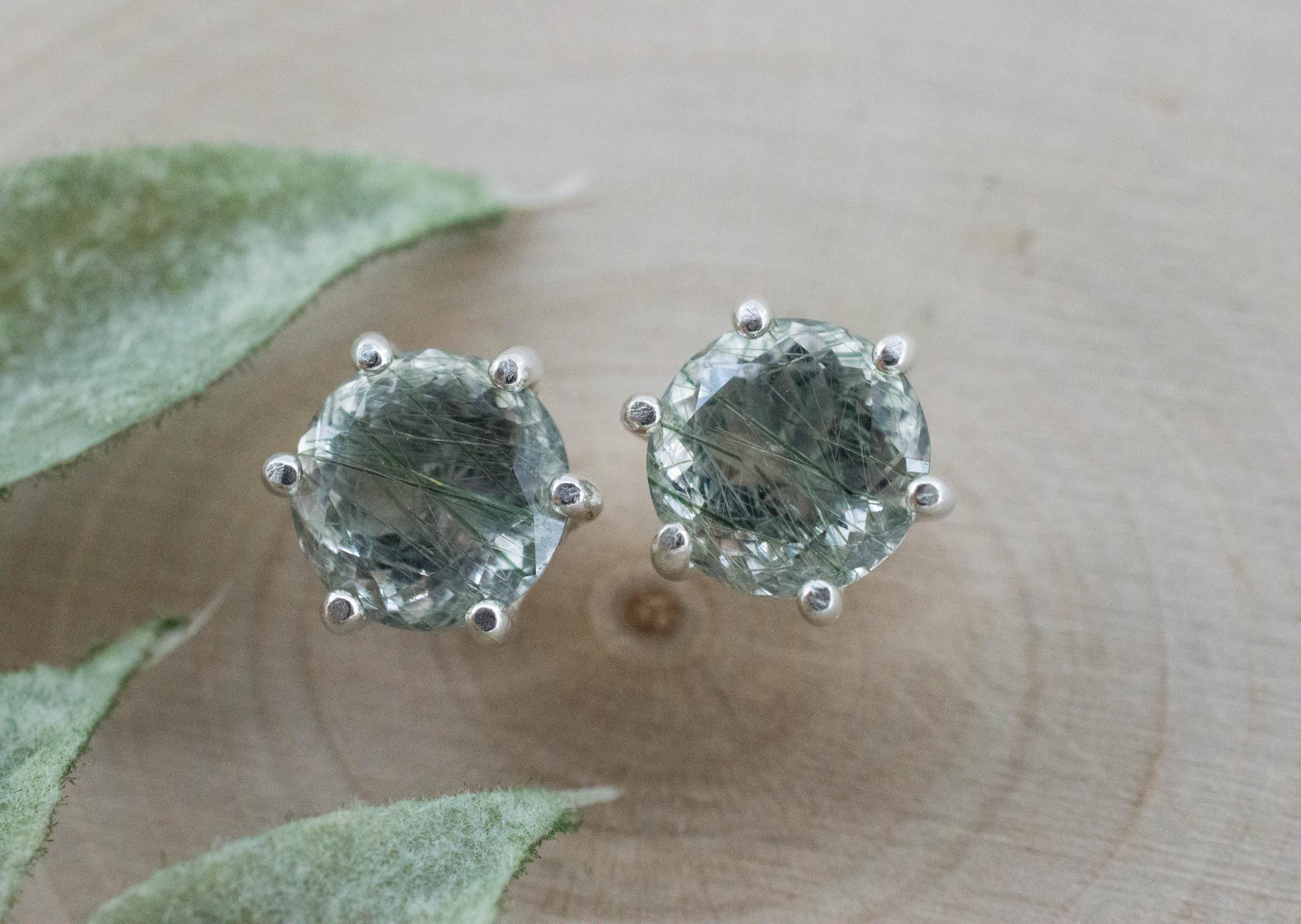 Byssolite Quartz Earrings; NaturalUntreated Tanzania Included Quartz; 3.600cts - Mark Oliver Gems