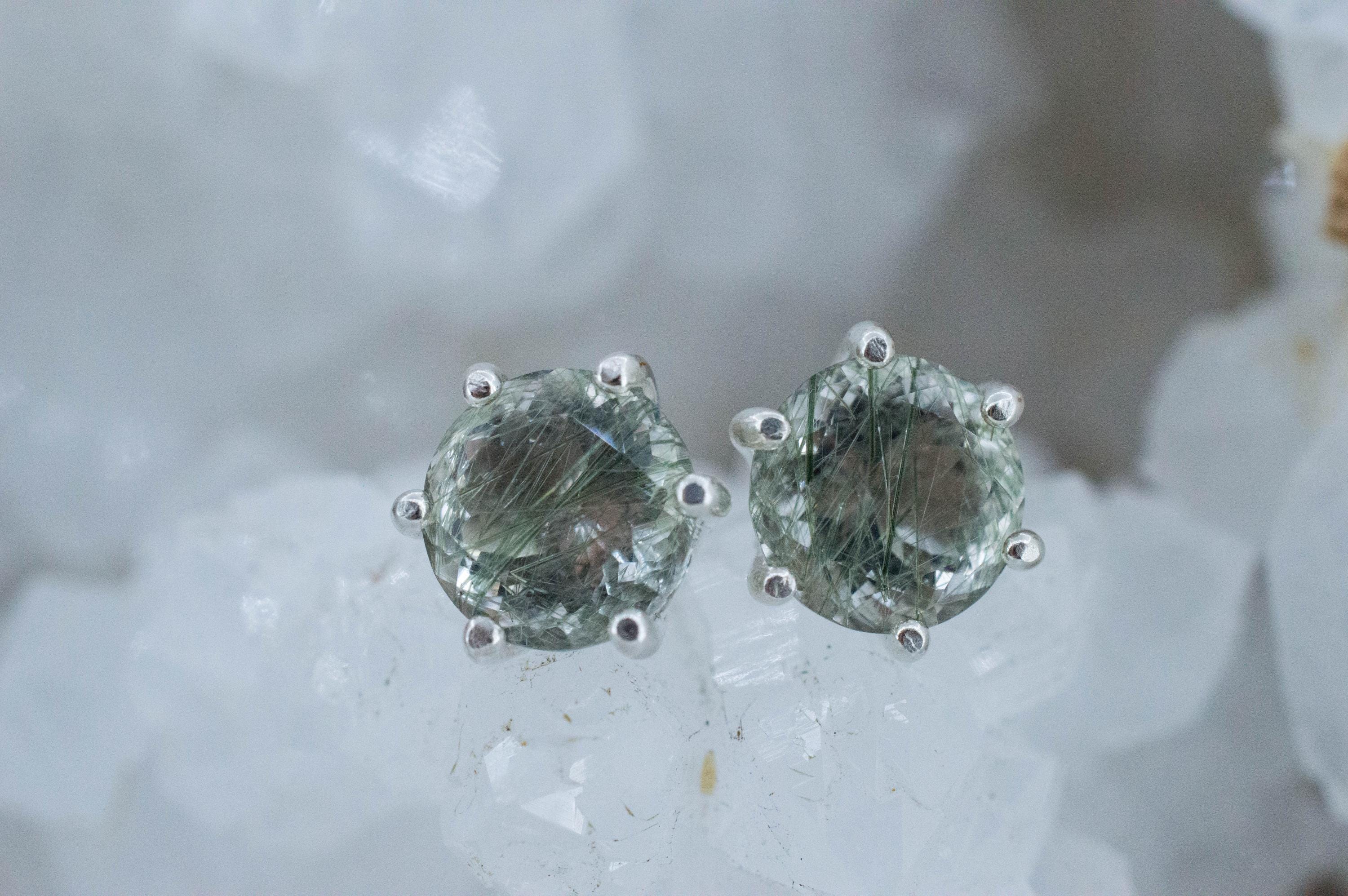 Byssolite Quartz Earrings; NaturalUntreated Tanzania Included Quartz; 3.600cts - Mark Oliver Gems