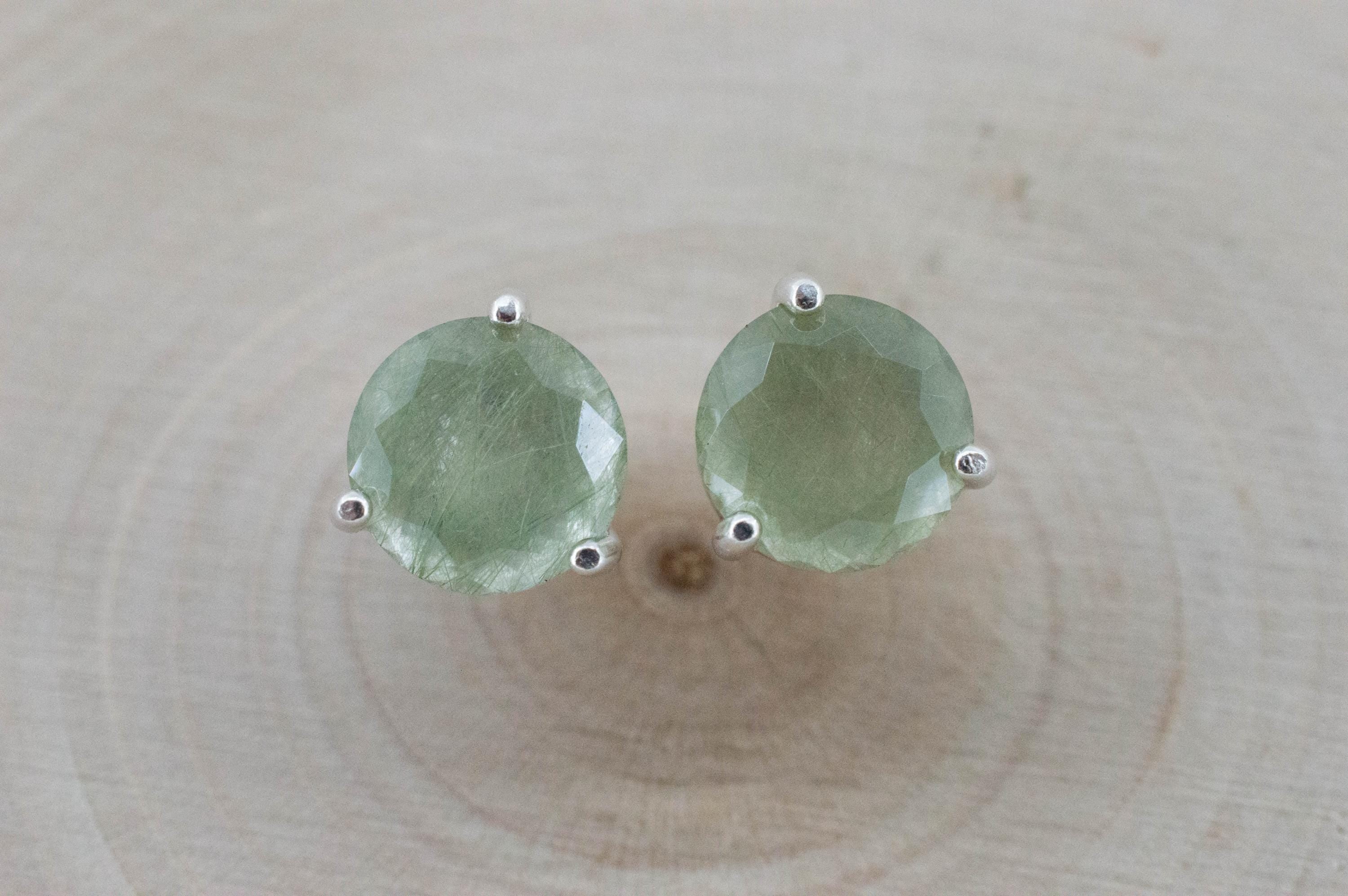 Byssolite Quartz Earrings; Natural Untreated Tanzania Included Quartz; 3.690cts - Mark Oliver Gems