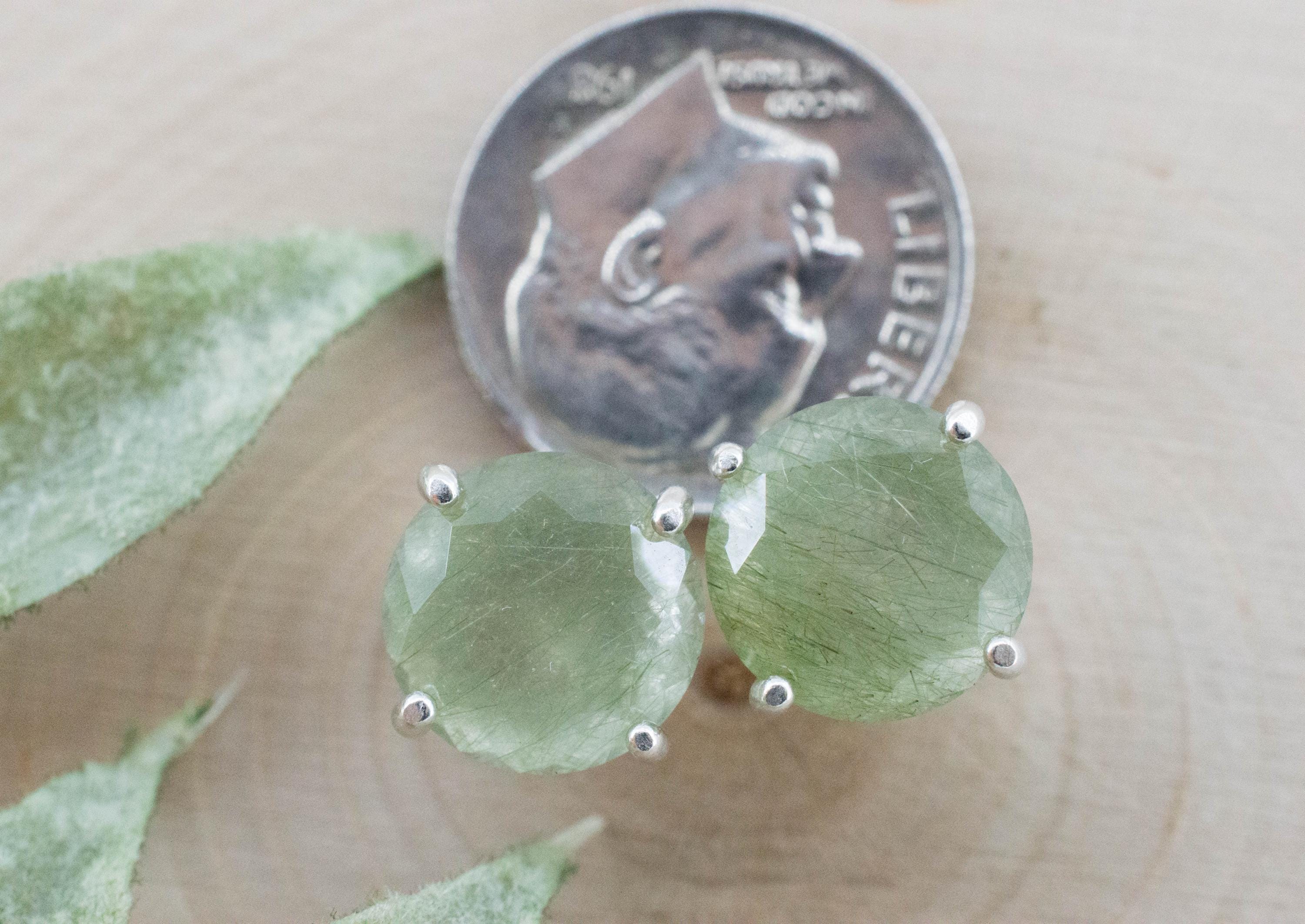 Byssolite Quartz Earrings; Natural Untreated Tanzania Included Quartz; 7.140cts - Mark Oliver Gems