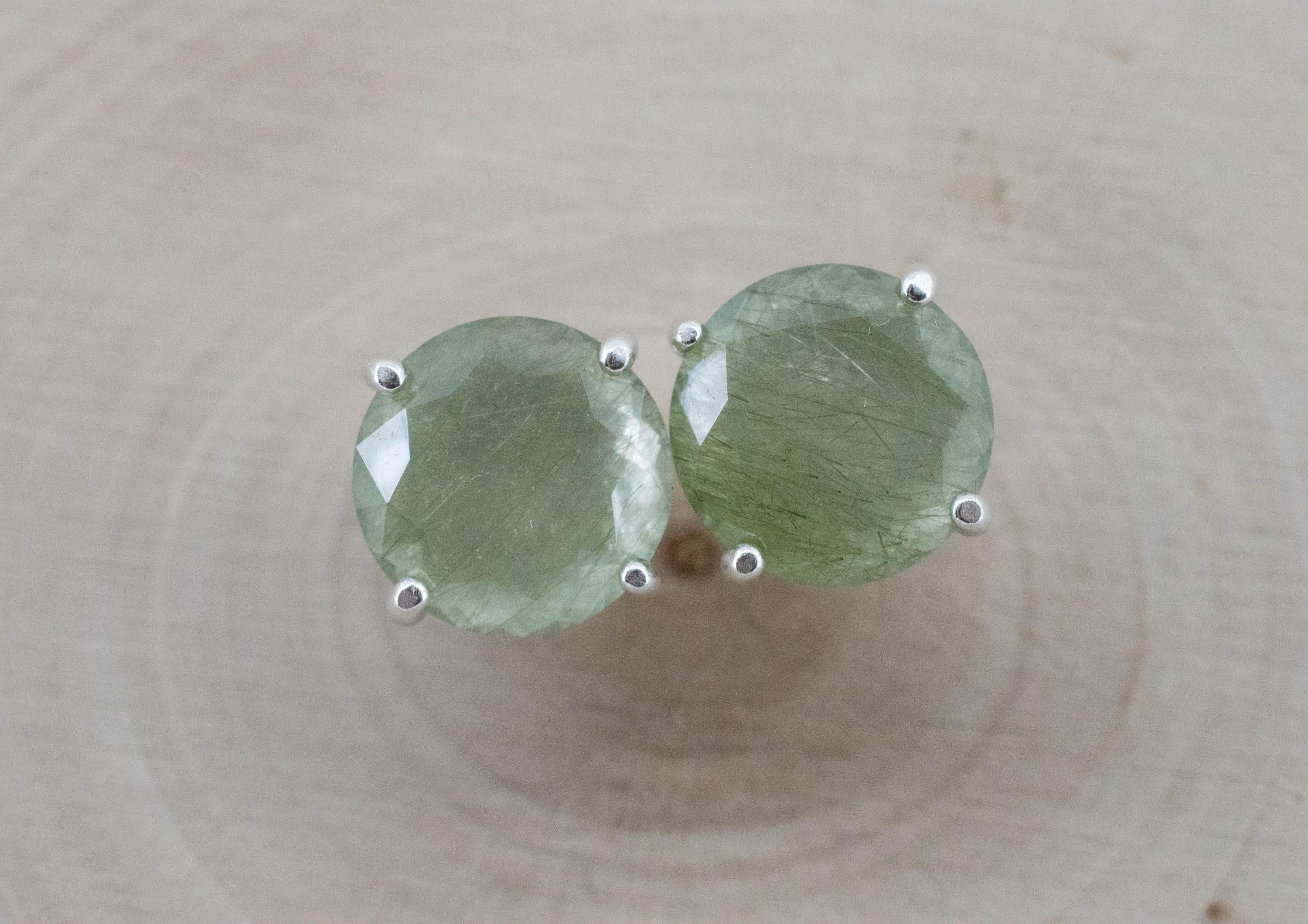 Byssolite Quartz Earrings; Natural Untreated Tanzania Included Quartz; 7.140cts - Mark Oliver Gems