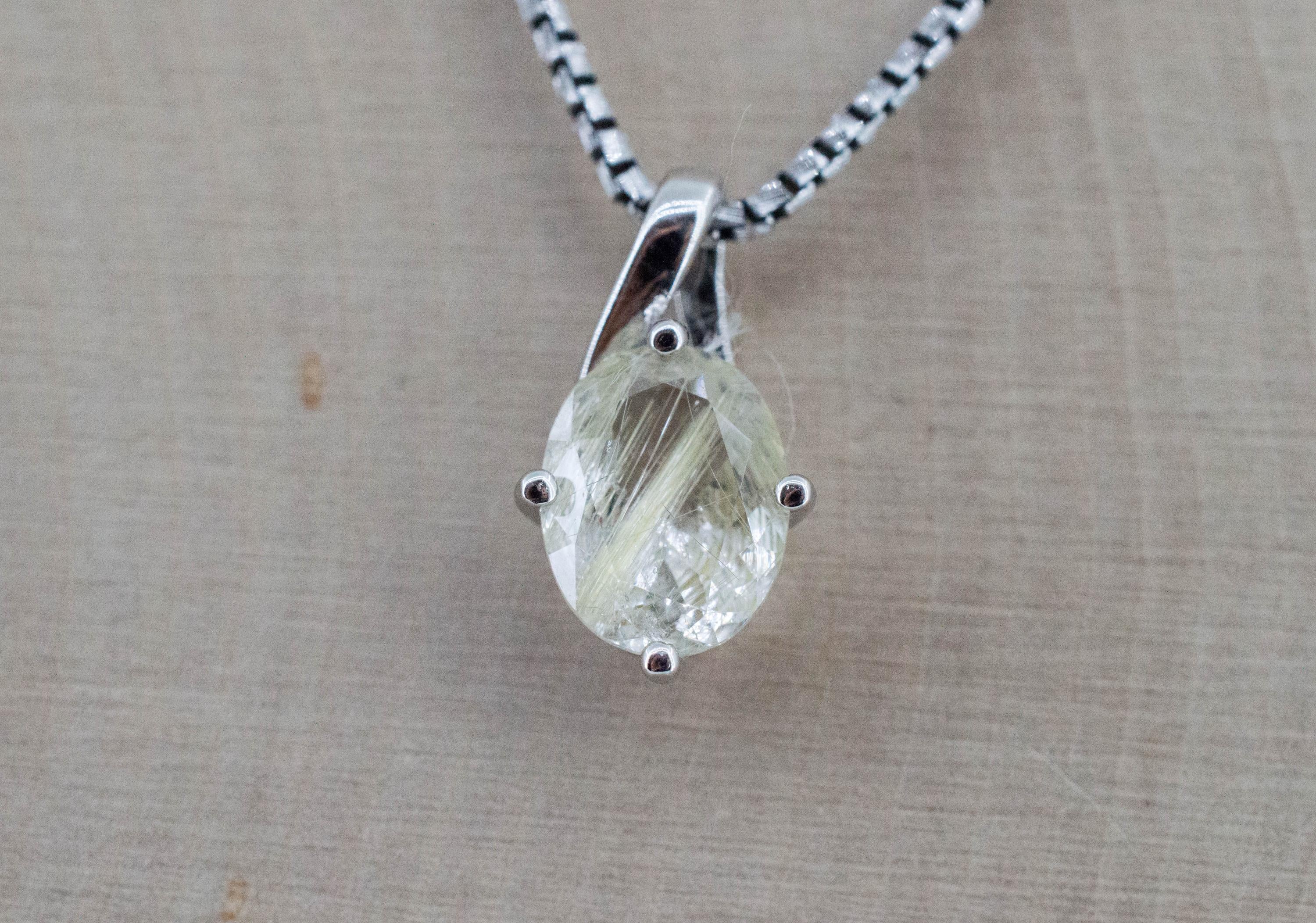 Rutilated Quartz Pendant, Natural Untreated Brazil Rutile Quartz; 1.615cts - Mark Oliver Gems