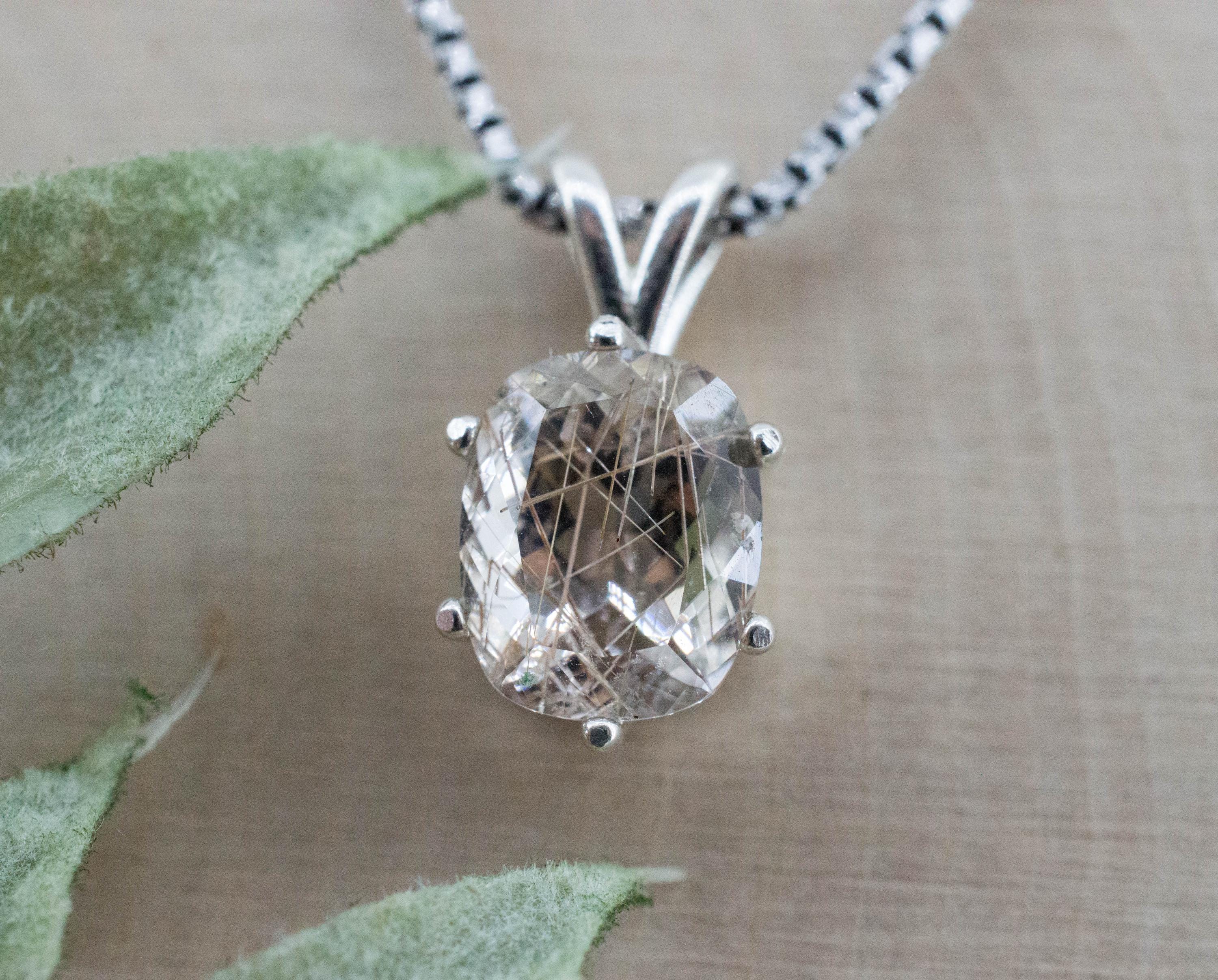 Rutilated Quartz Pendant, Natural Untreated Brazil Rutile Quartz; 2.640cts