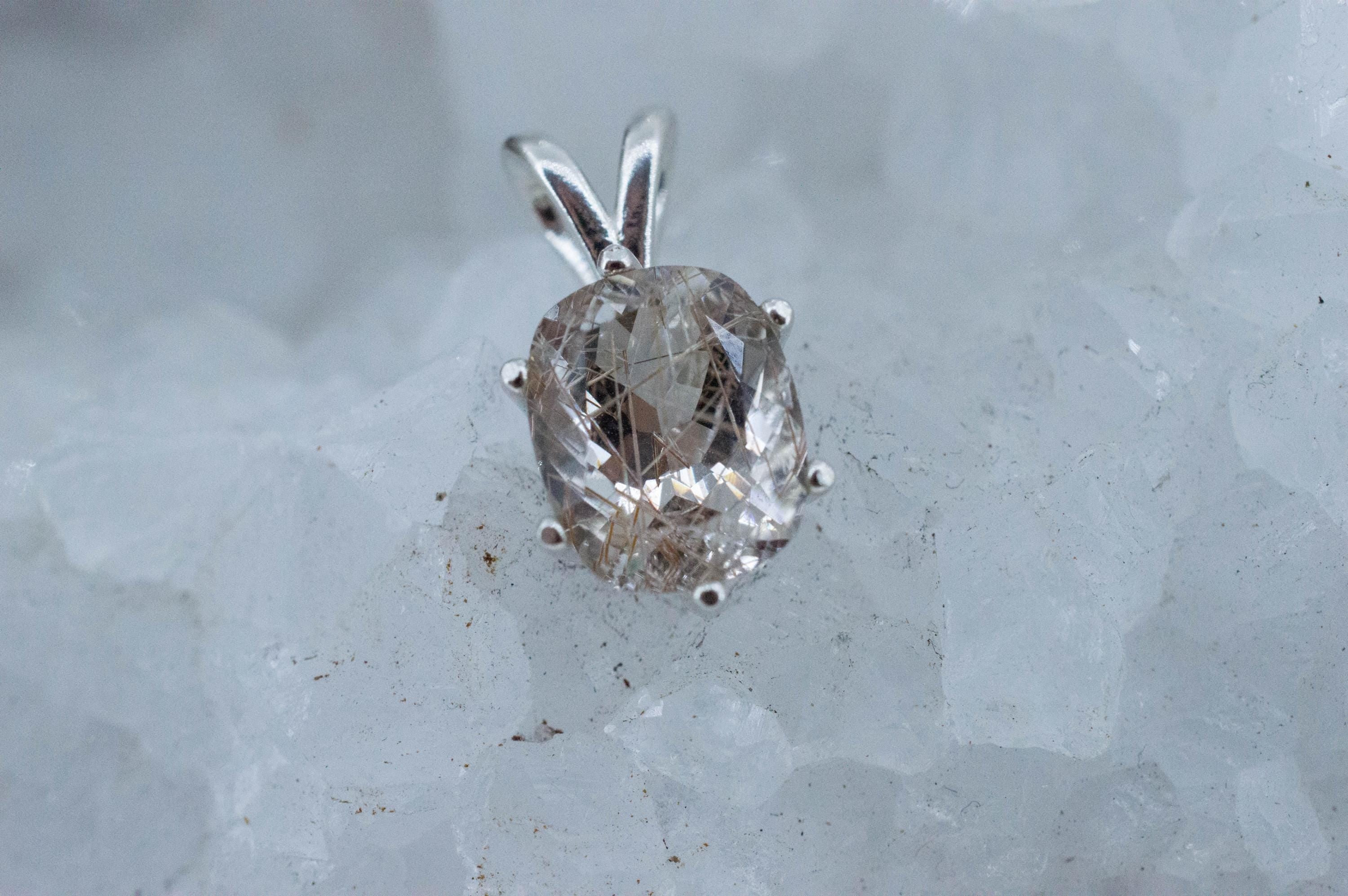 Rutilated Quartz Pendant, Natural Untreated Brazil Rutile Quartz; 2.640cts