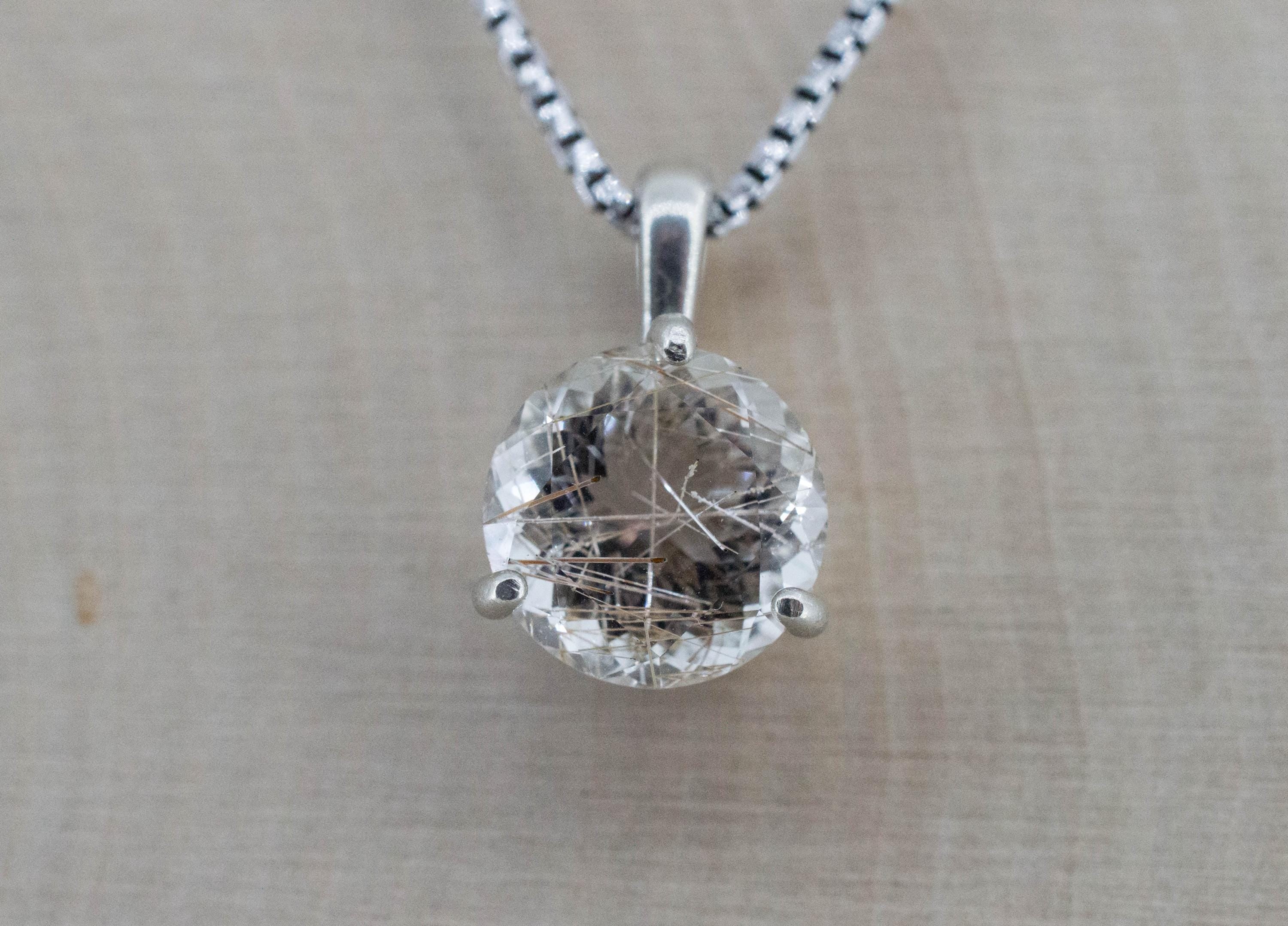 Rutilated Quartz Pendant, Natural Untreated Brazil Rutile Quartz; 3.285cts