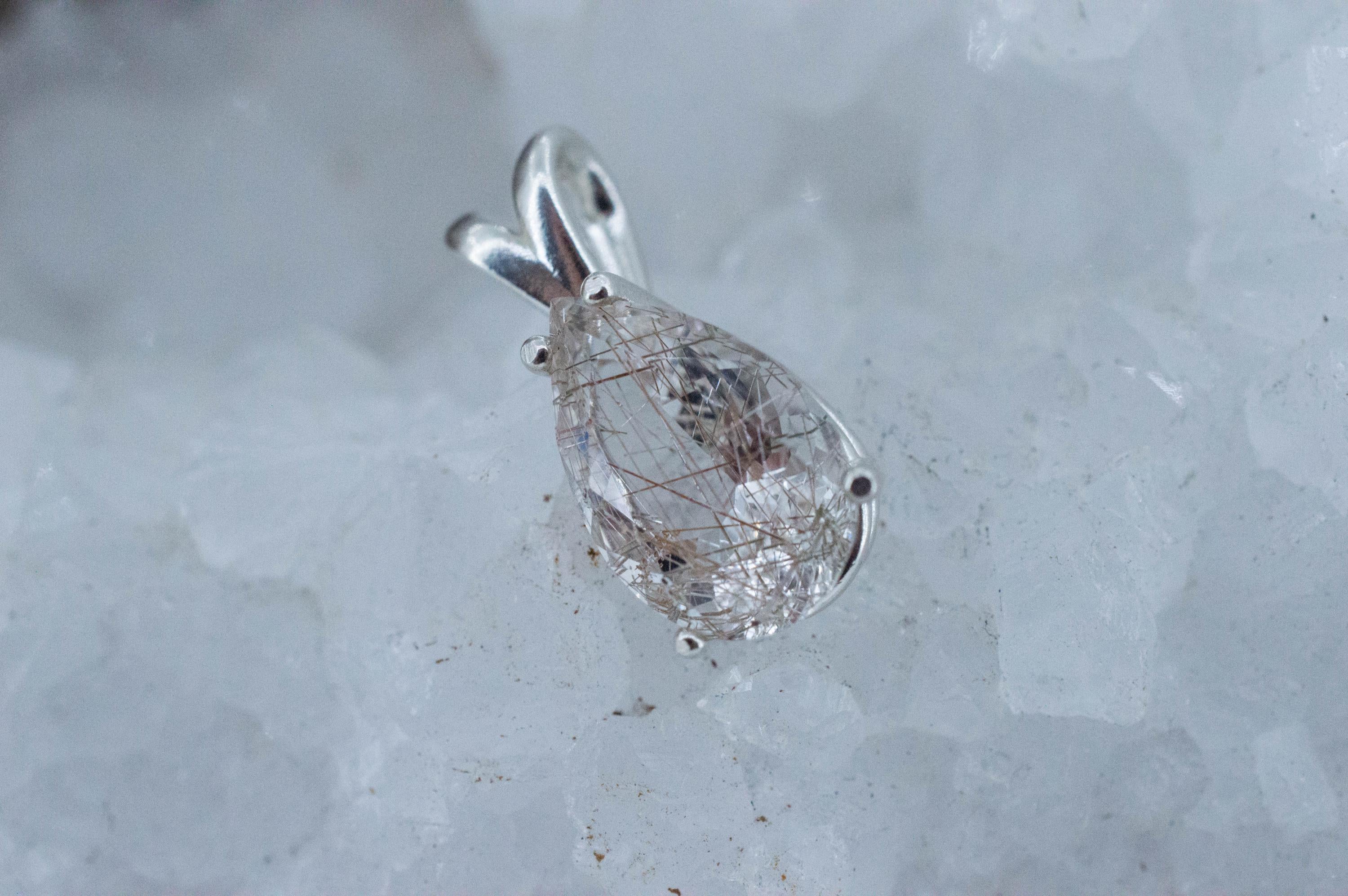 Rutilated Quartz Pendant, Natural Untreated Brazil Rutile Quartz; 3.790cts - Mark Oliver Gems