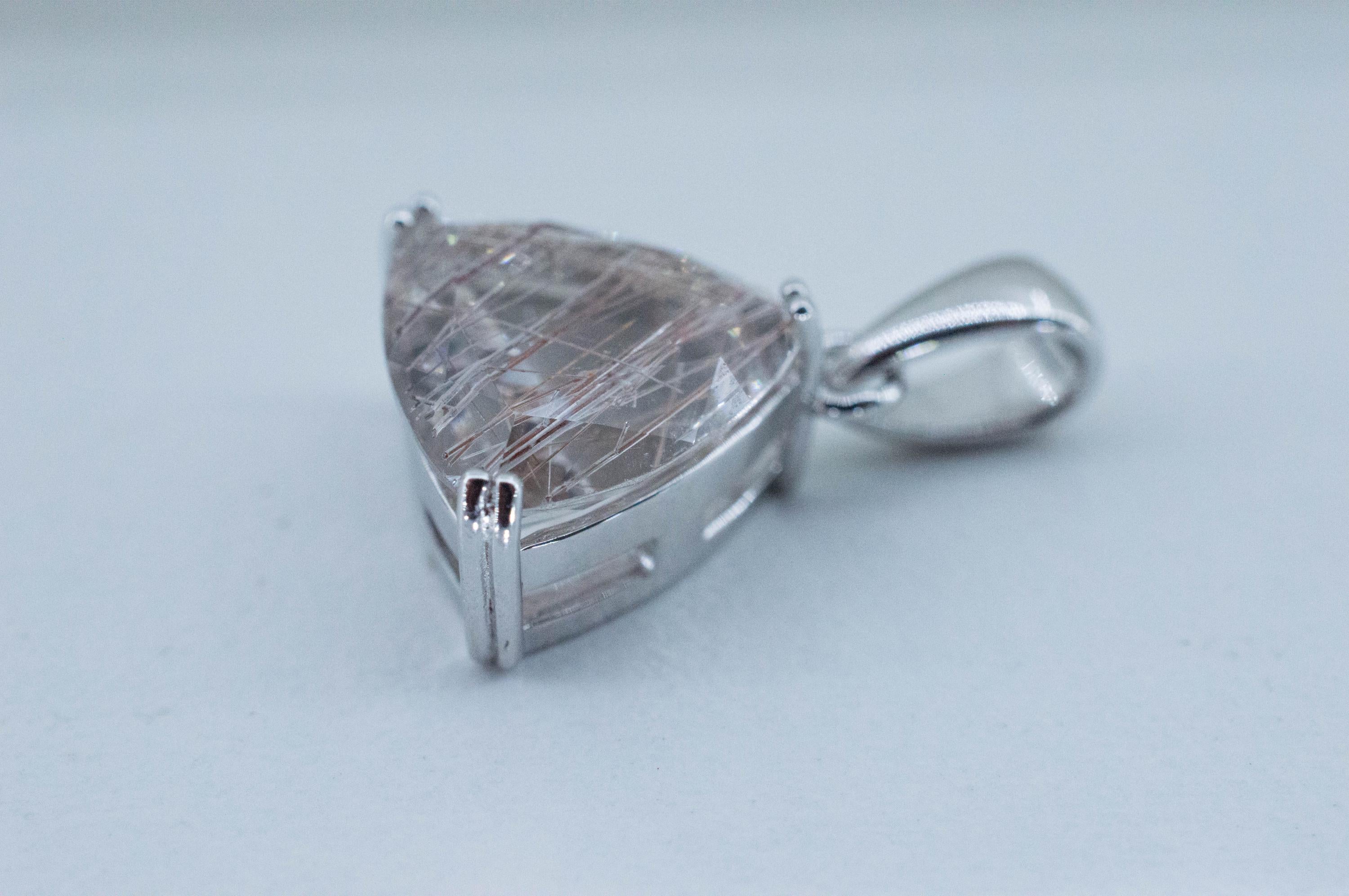 Rutilated Quartz Pendant, Natural Untreated Brazil Rutile Quartz; 4.605cts - Mark Oliver Gems