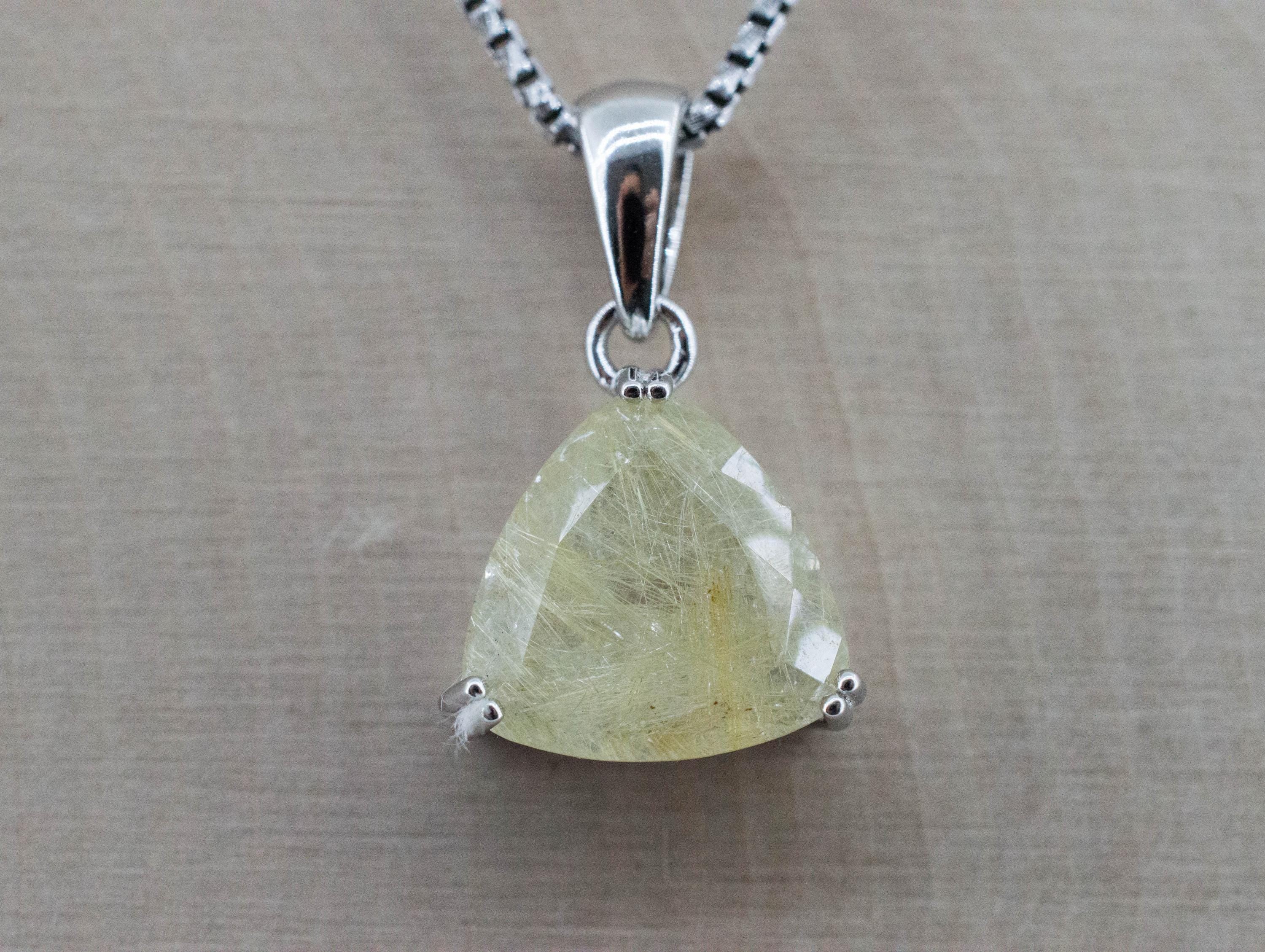 Rutilated Quartz Pendant, Natural Untreated Brazil Rutile Quartz; 4.610cts - Mark Oliver Gems