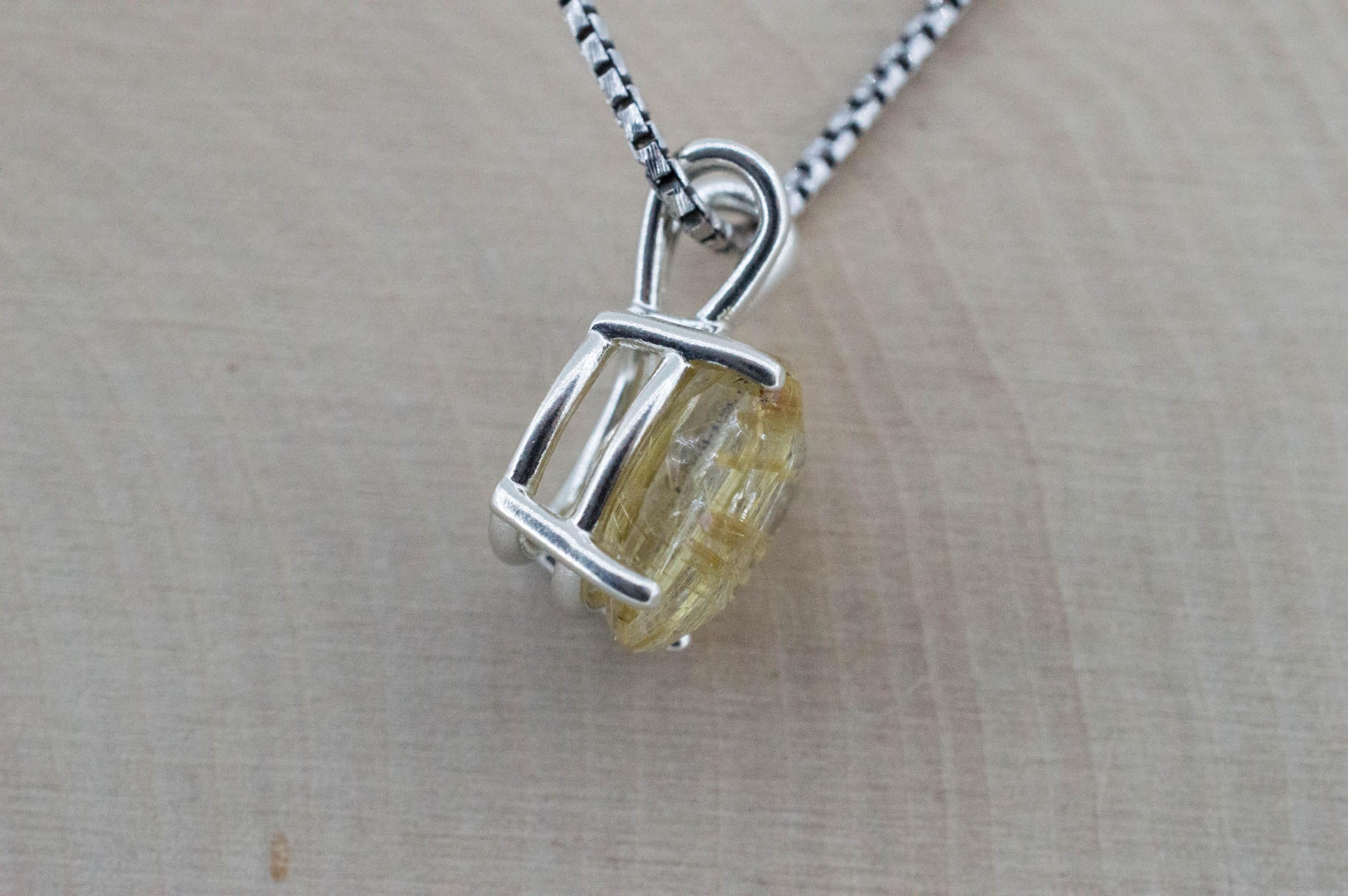 Rutilated Quartz Pendant, Natural Untreated Brazil Rutile Quartz; 4.895cts - Mark Oliver Gems