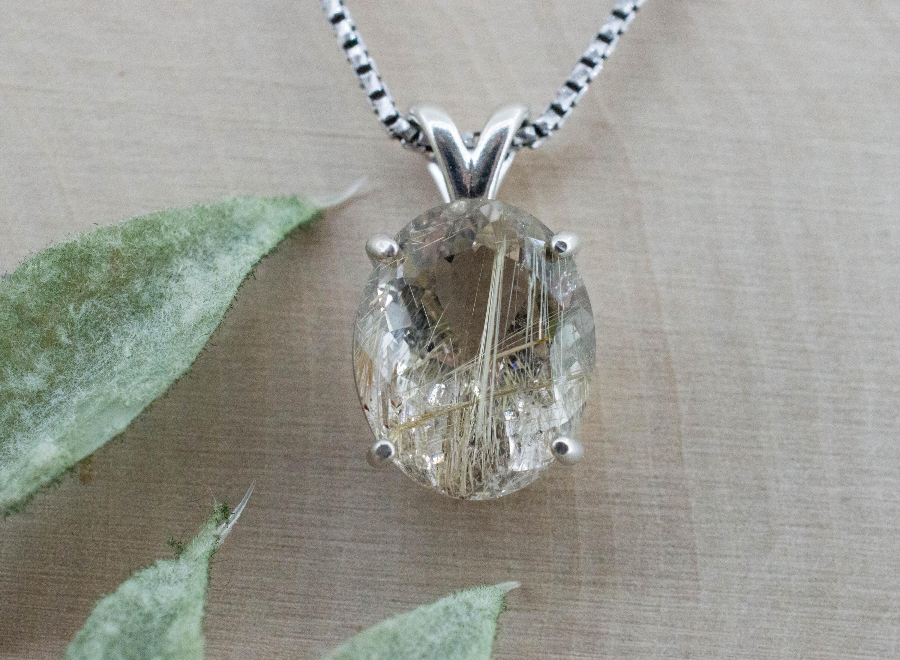 Rutilated Quartz Pendant, Natural Untreated Brazil Rutile Quartz; 6.745cts - Mark Oliver Gems