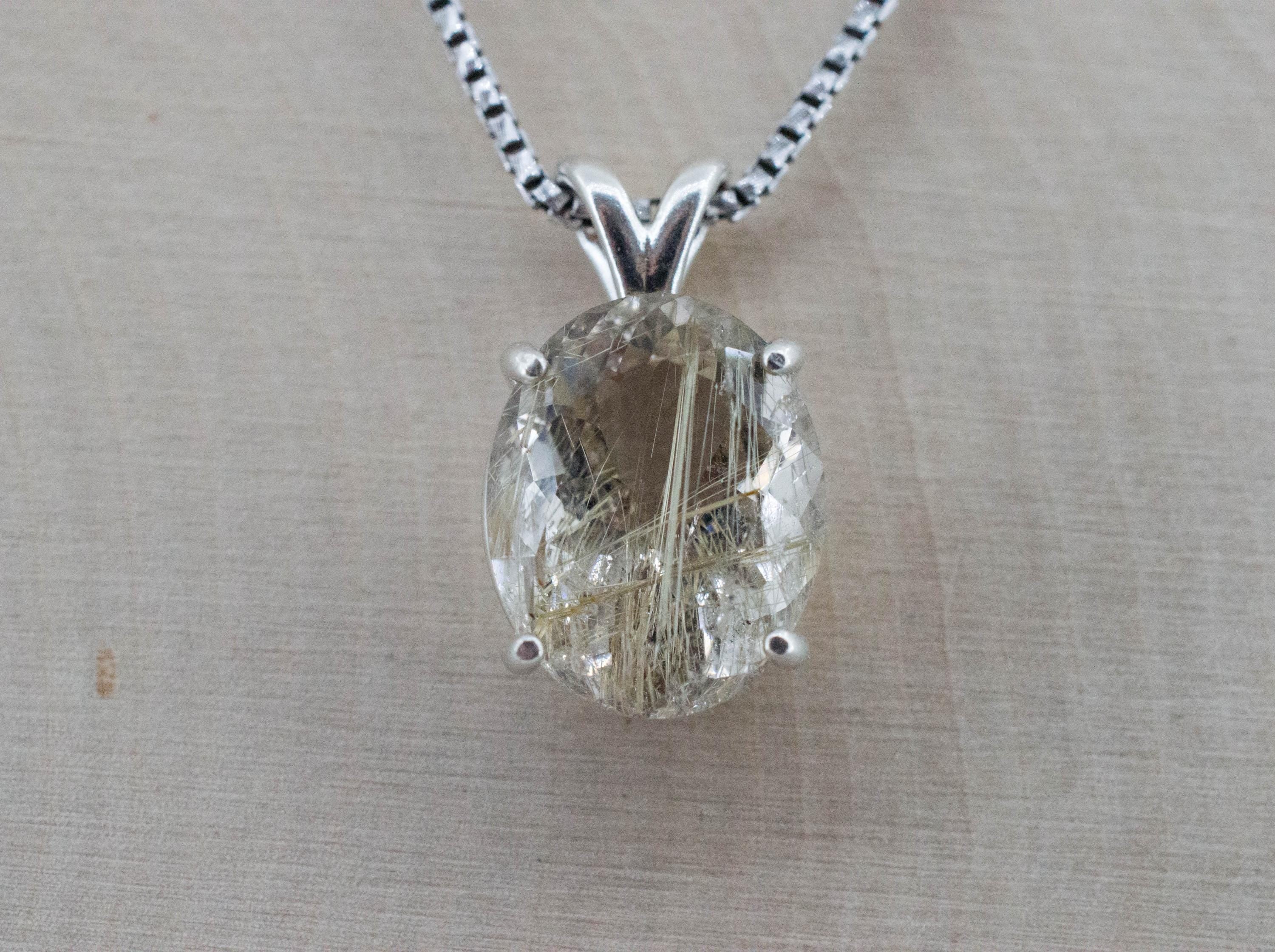 Rutilated Quartz Pendant, Natural Untreated Brazil Rutile Quartz; 6.745cts - Mark Oliver Gems