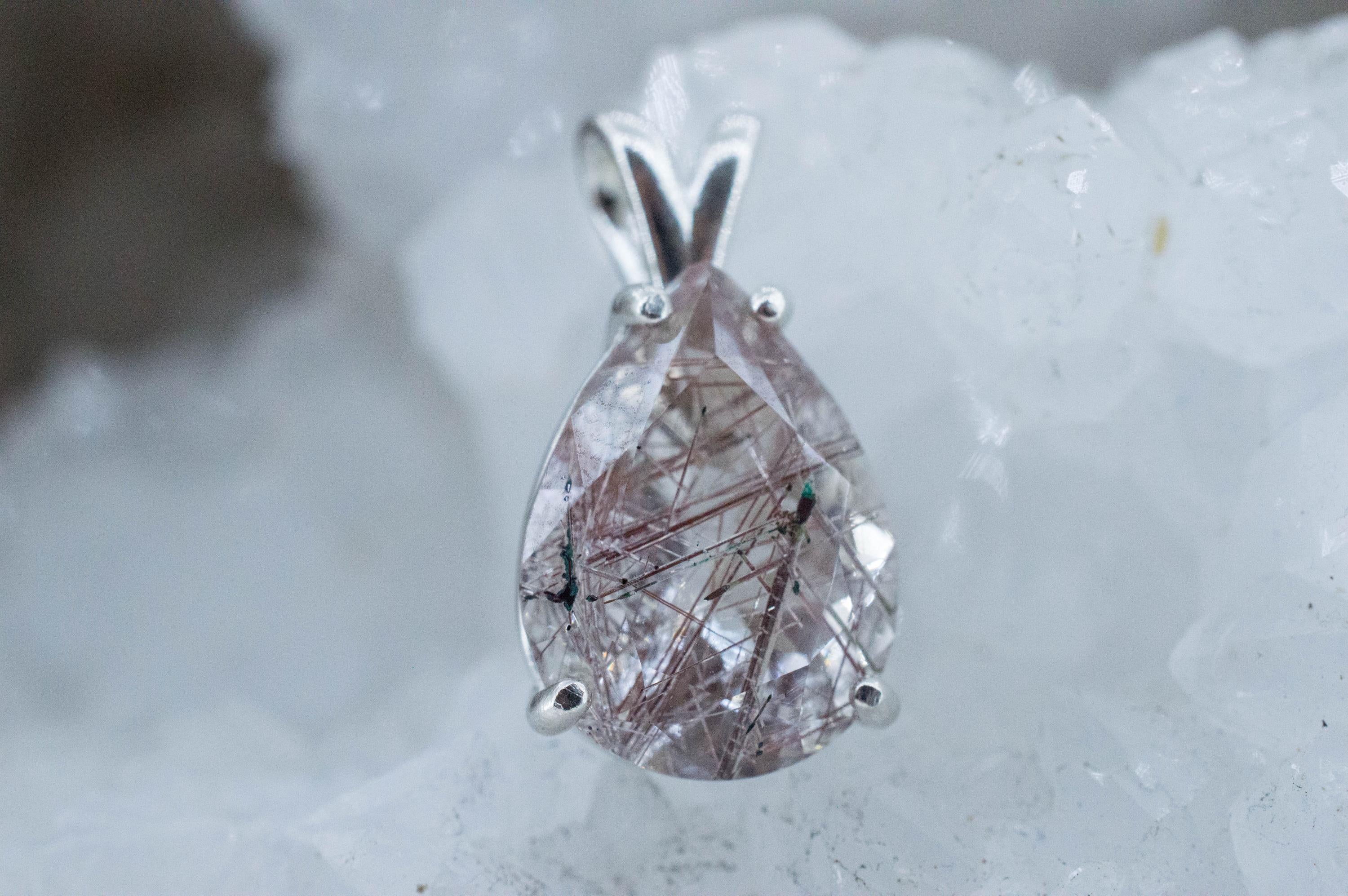 Rutilated Quartz Pendant, Natural Untreated Brazil Rutile Quartz; 7.550cts