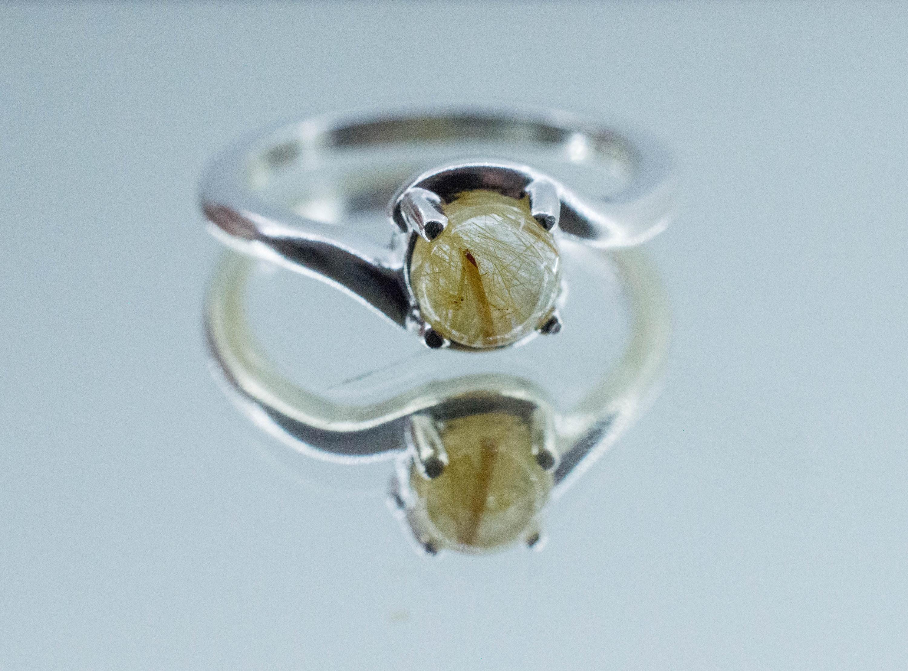 Rutilated Quartz Ring; Natural Untreated Brazil Rutile Quartz; 0.910cts