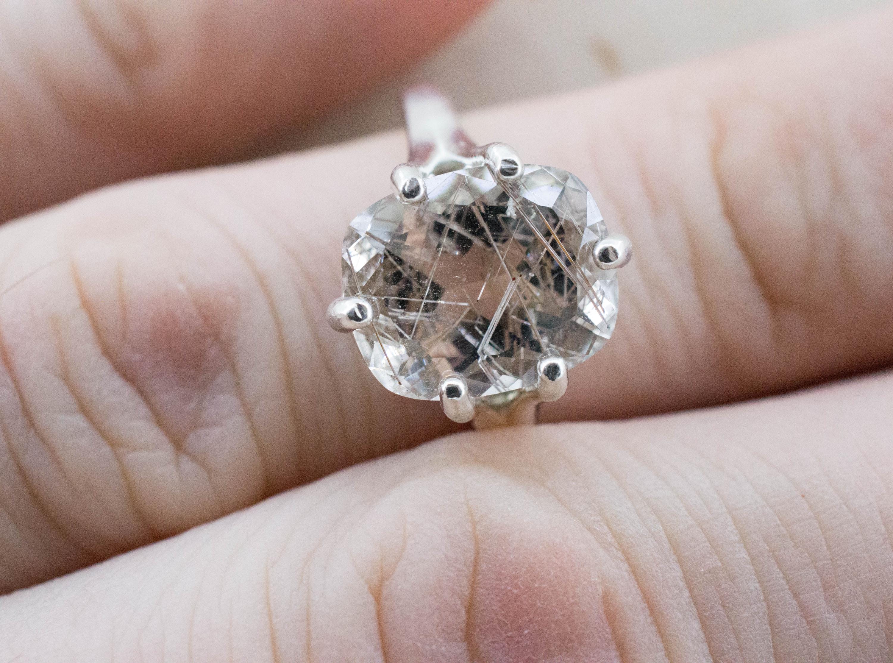 Rutilated Quartz Ring; Natural Untreated Brazil Rutile Quartz; 4.295cts - Mark Oliver Gems