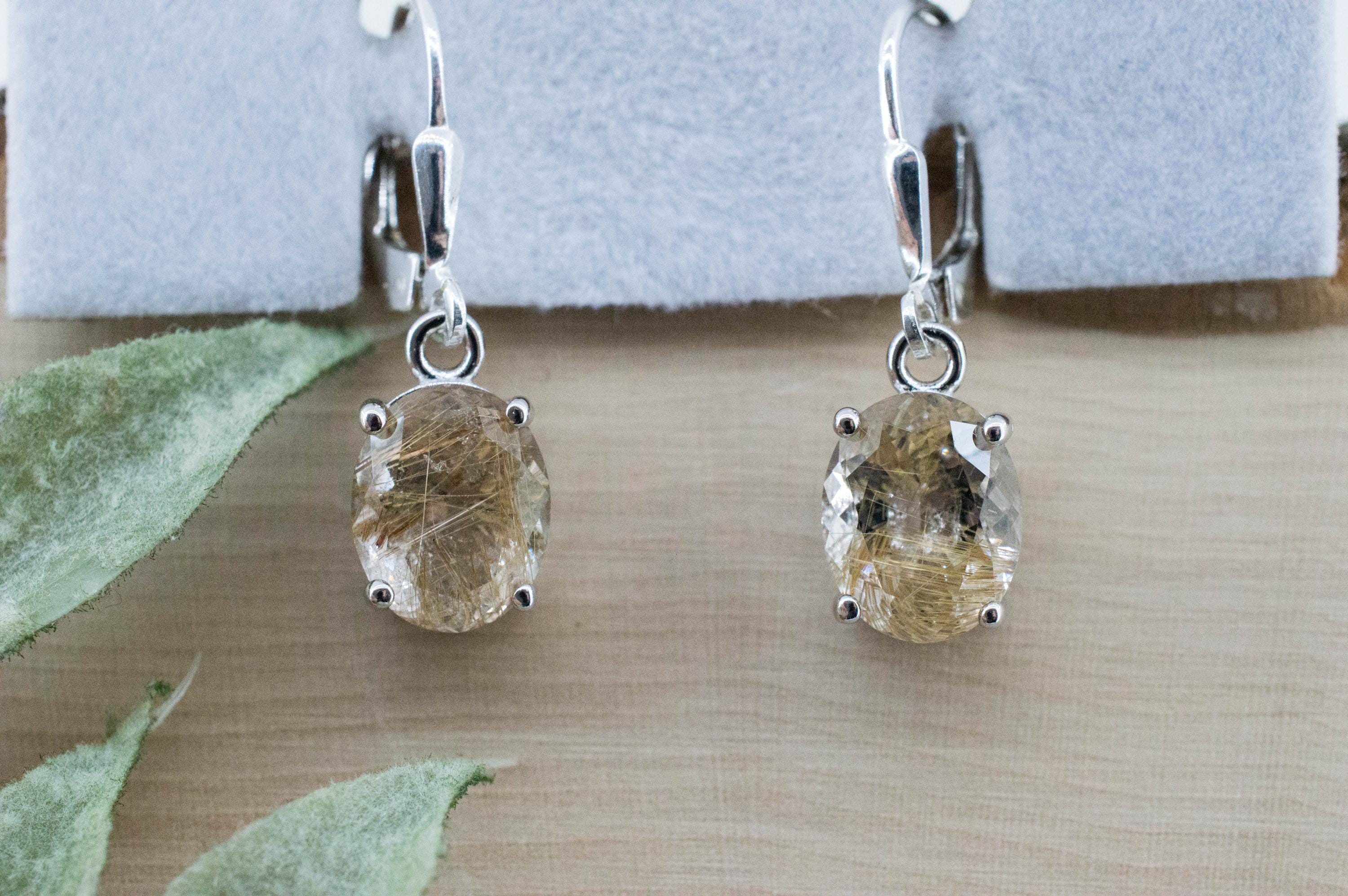 Rutile Quartz Earrings; Natural Untreated Brazil Rutilated Quartz; 4.670cts - Mark Oliver Gems