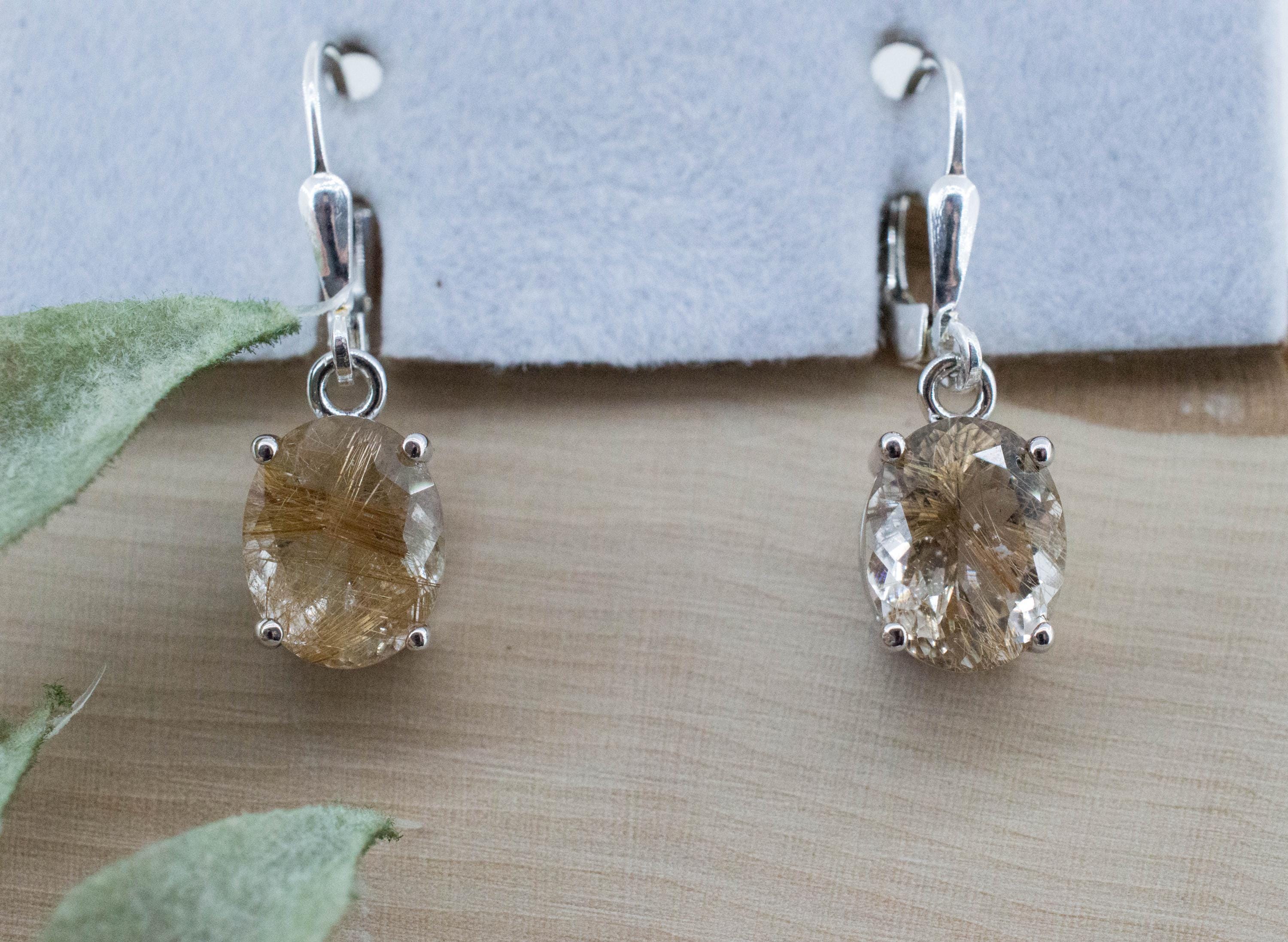 Rutile Quartz Earrings; Natural Untreated Brazil Rutilated Quartz; 4.690cts - Mark Oliver Gems
