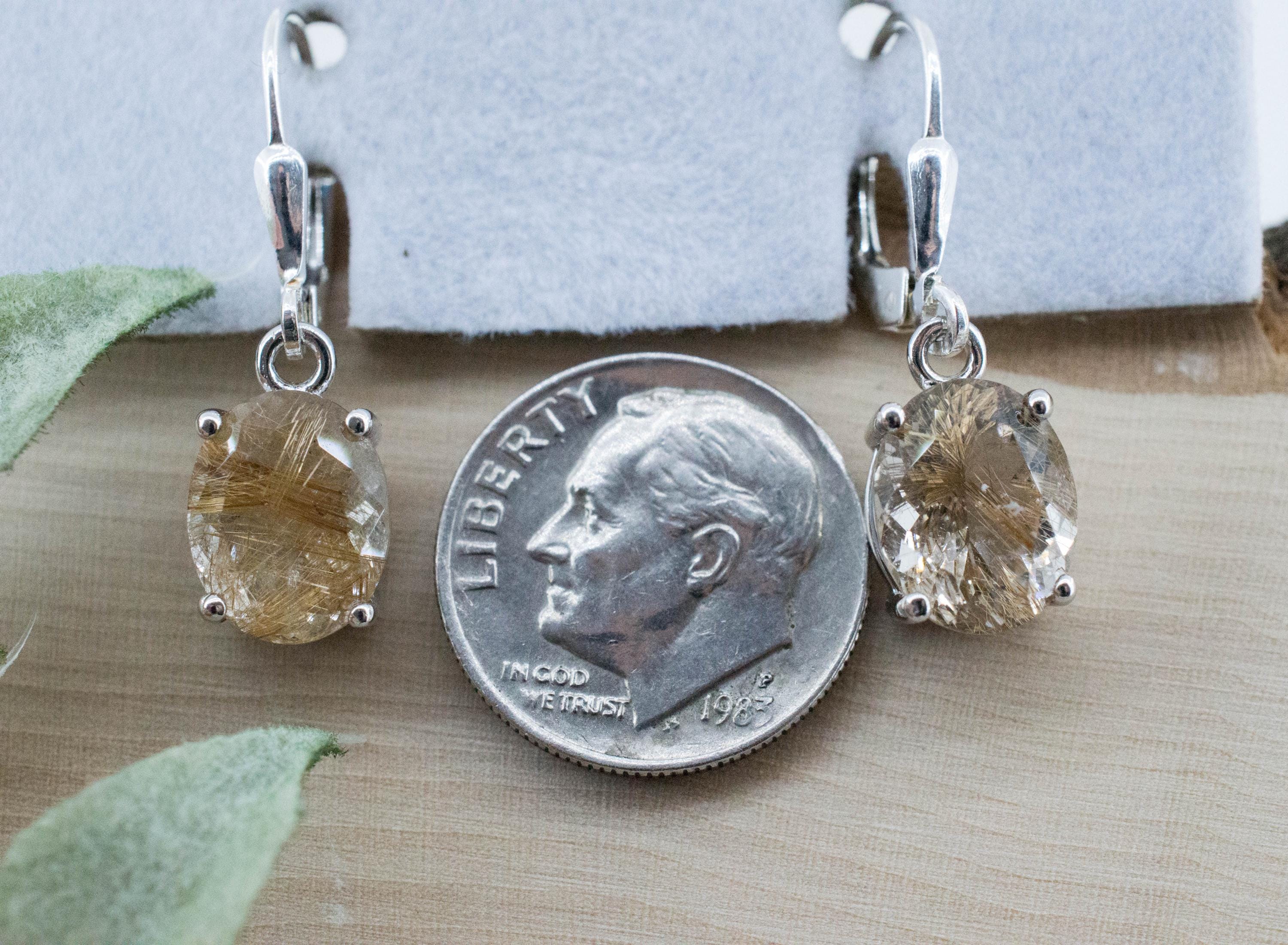 Rutile Quartz Earrings; Natural Untreated Brazil Rutilated Quartz; 4.690cts - Mark Oliver Gems