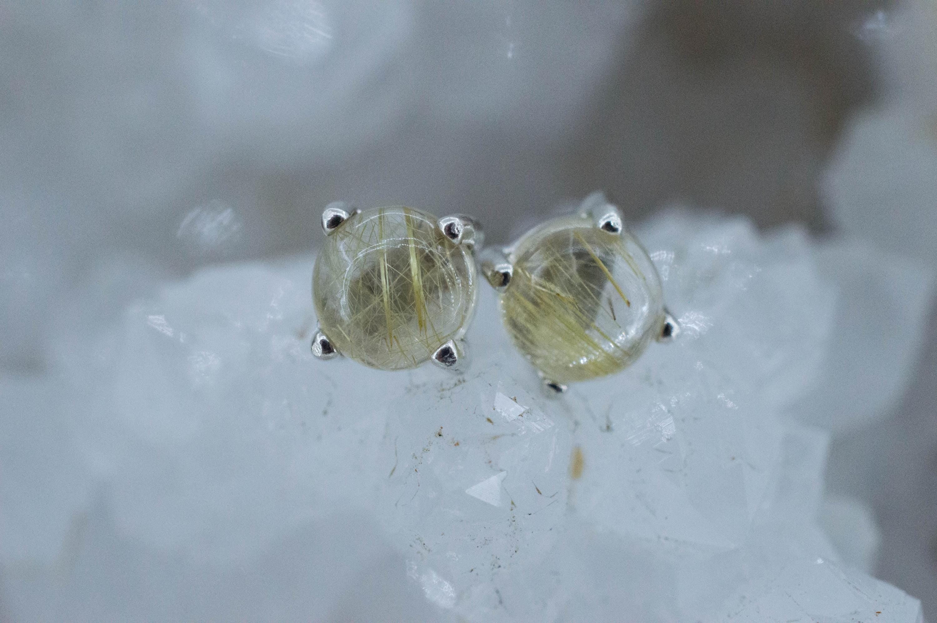 Rutilated Quartz Earrings; Genuine Untreated Brazil Rutile Quartz; 1.835cts - Mark Oliver Gems
