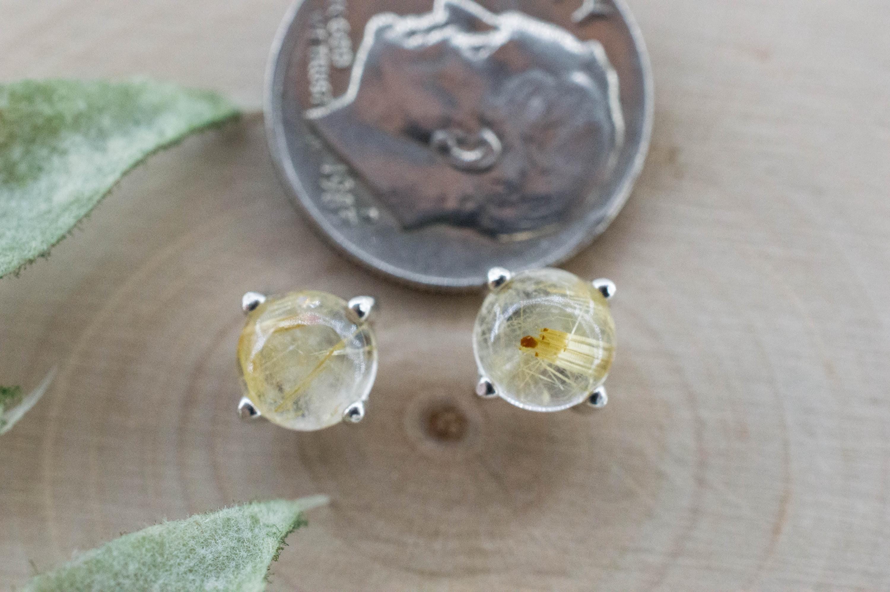 Rutilated Quartz Earrings; Genuine Untreated Brazil Rutile Quartz; 1.900cts - Mark Oliver Gems