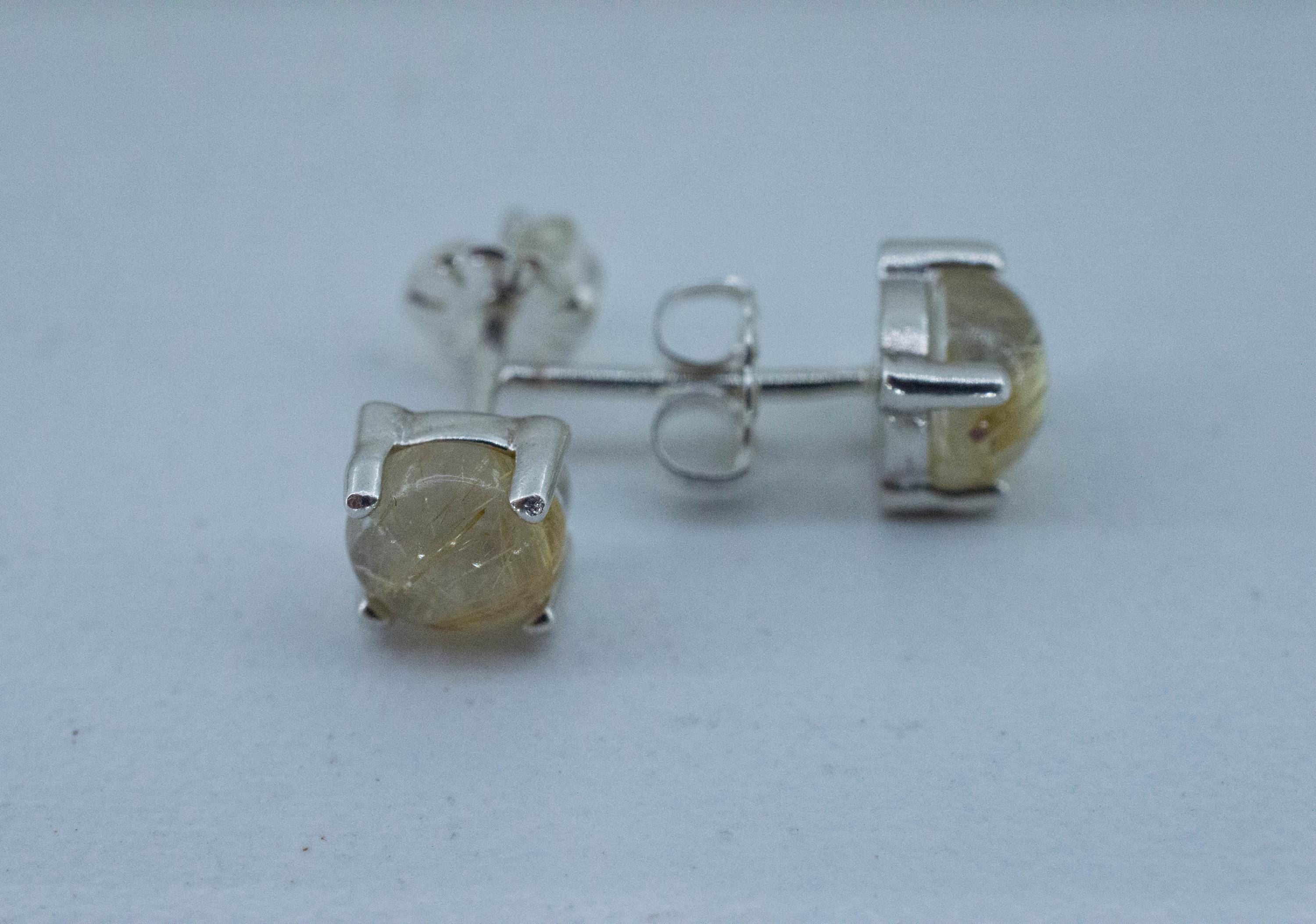 Rutilated Quartz Earrings; Genuine Untreated Brazil Rutile Quartz; 1.900cts - Mark Oliver Gems
