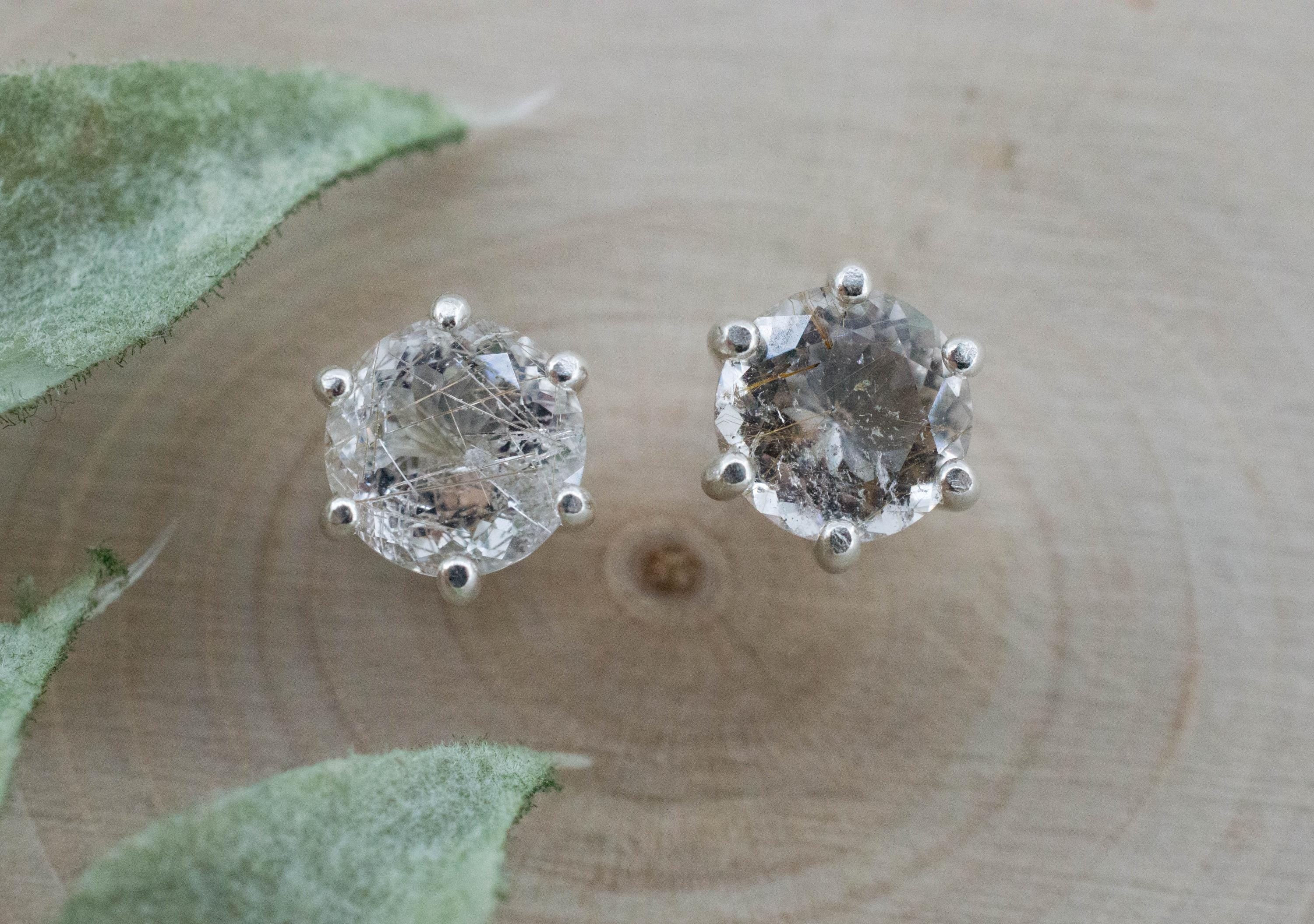 Rutilated Quartz Earrings; Genuine Untreated Brazil Rutile Quartz; 2.320cts - Mark Oliver Gems