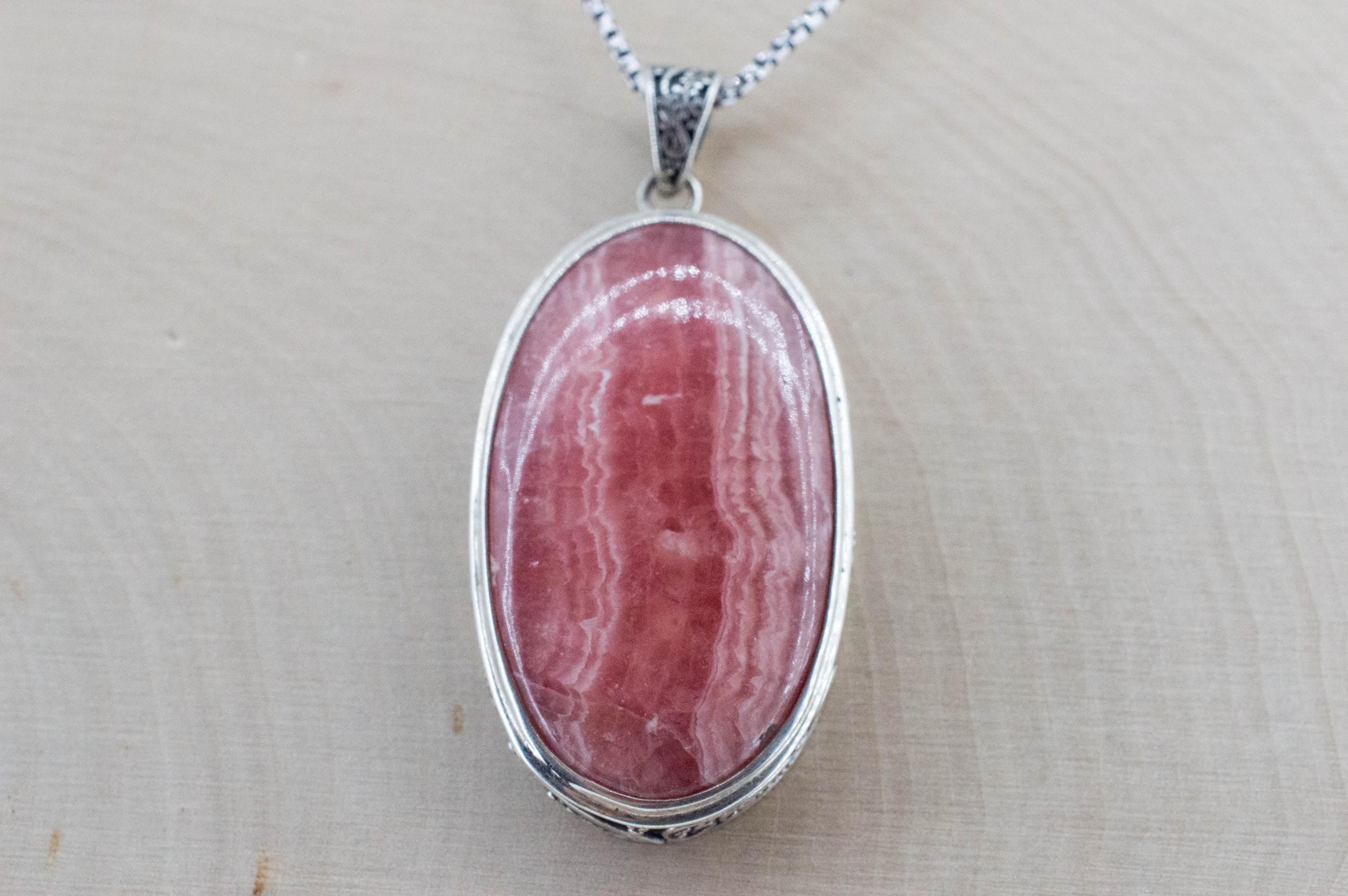 Rhodochrosite Pendant; Natural Untreated Argentina Rhodochrosite - Mark Oliver Gems