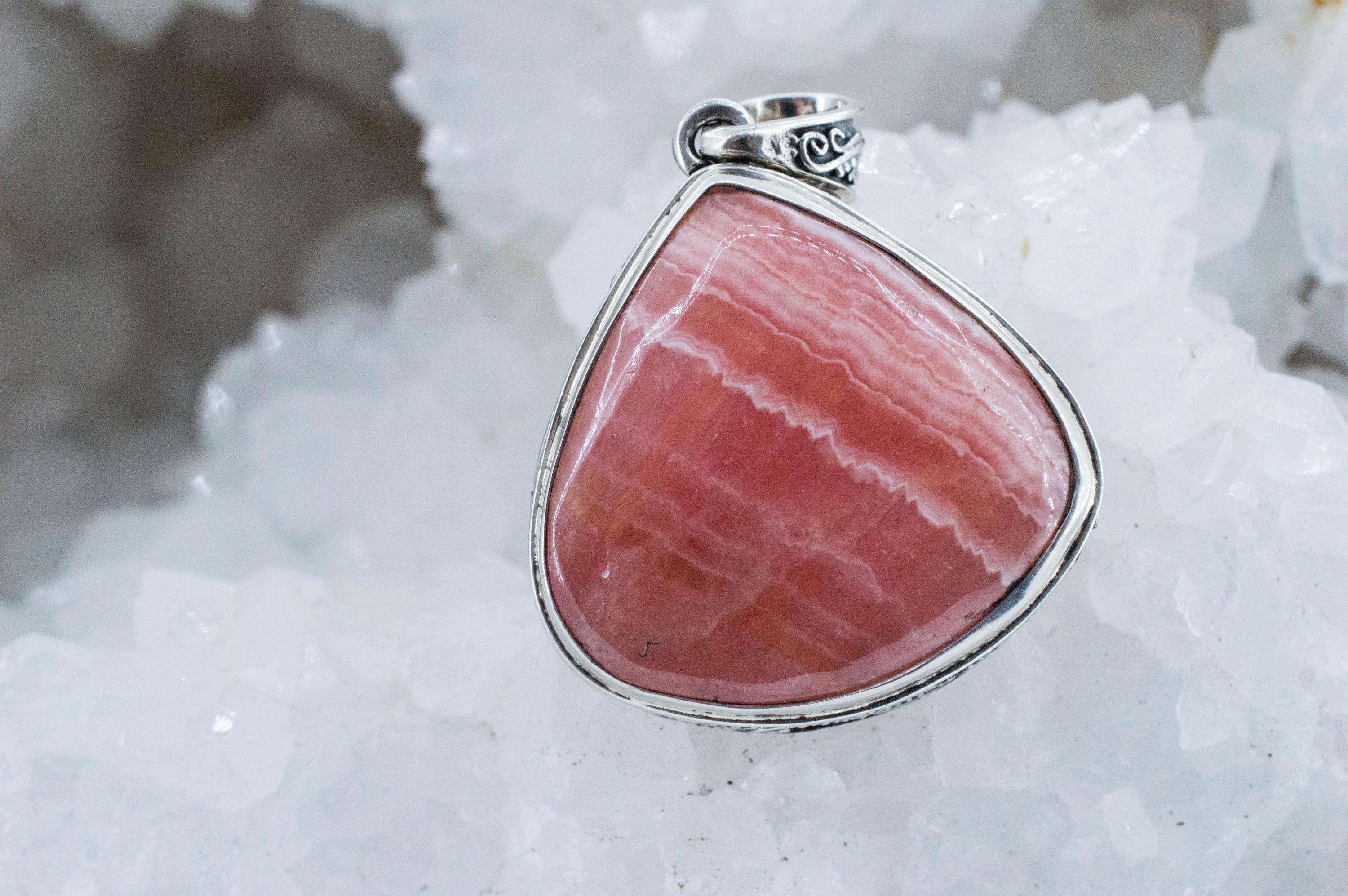 Rhodochrosite Pendant; Natural Untreated Argentinian Rhodochrosite - Mark Oliver Gems