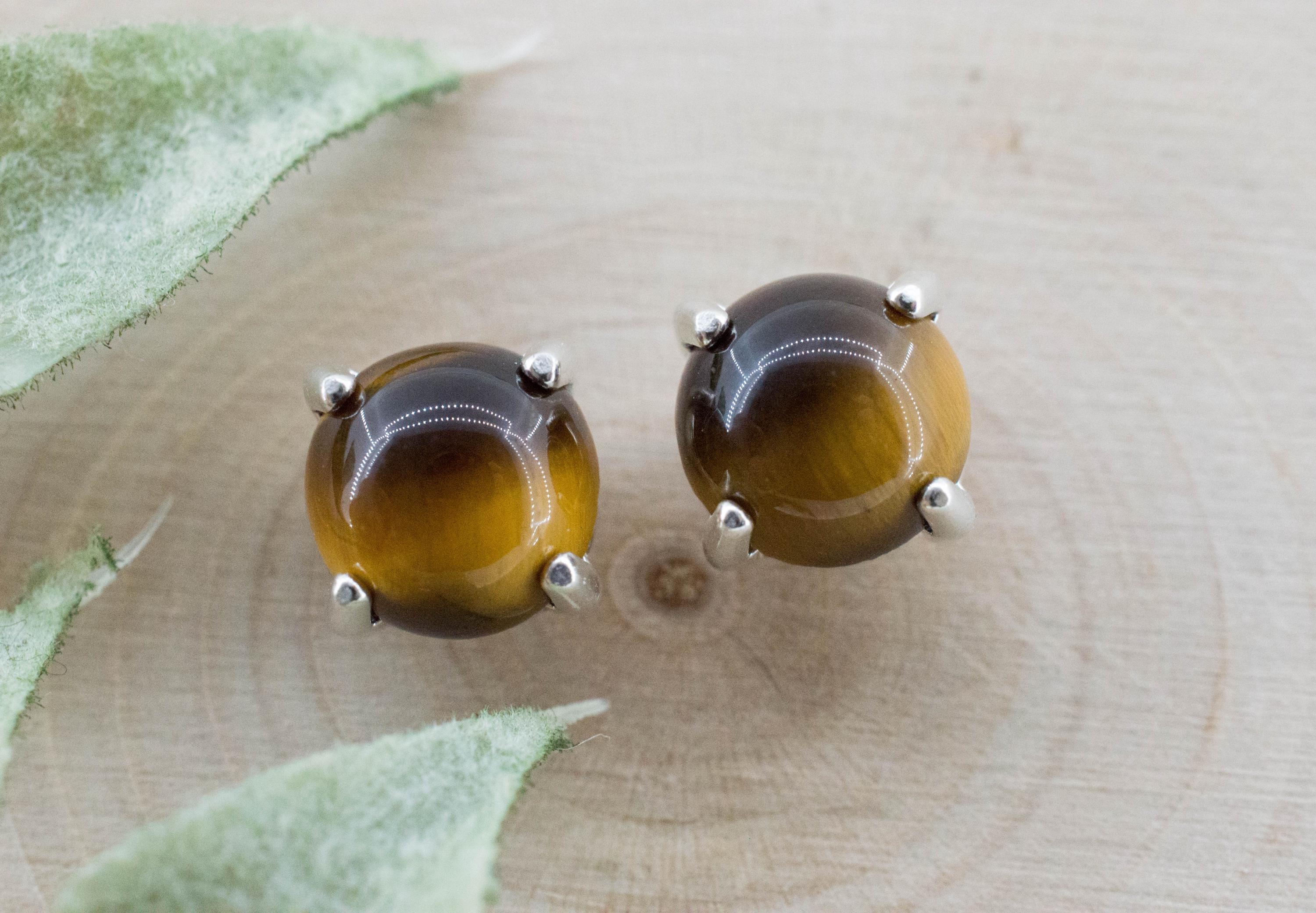 Tiger's Eye Earrings; Natural Untreated Thailand Tiger Eye; 3.250cts - Mark Oliver Gems