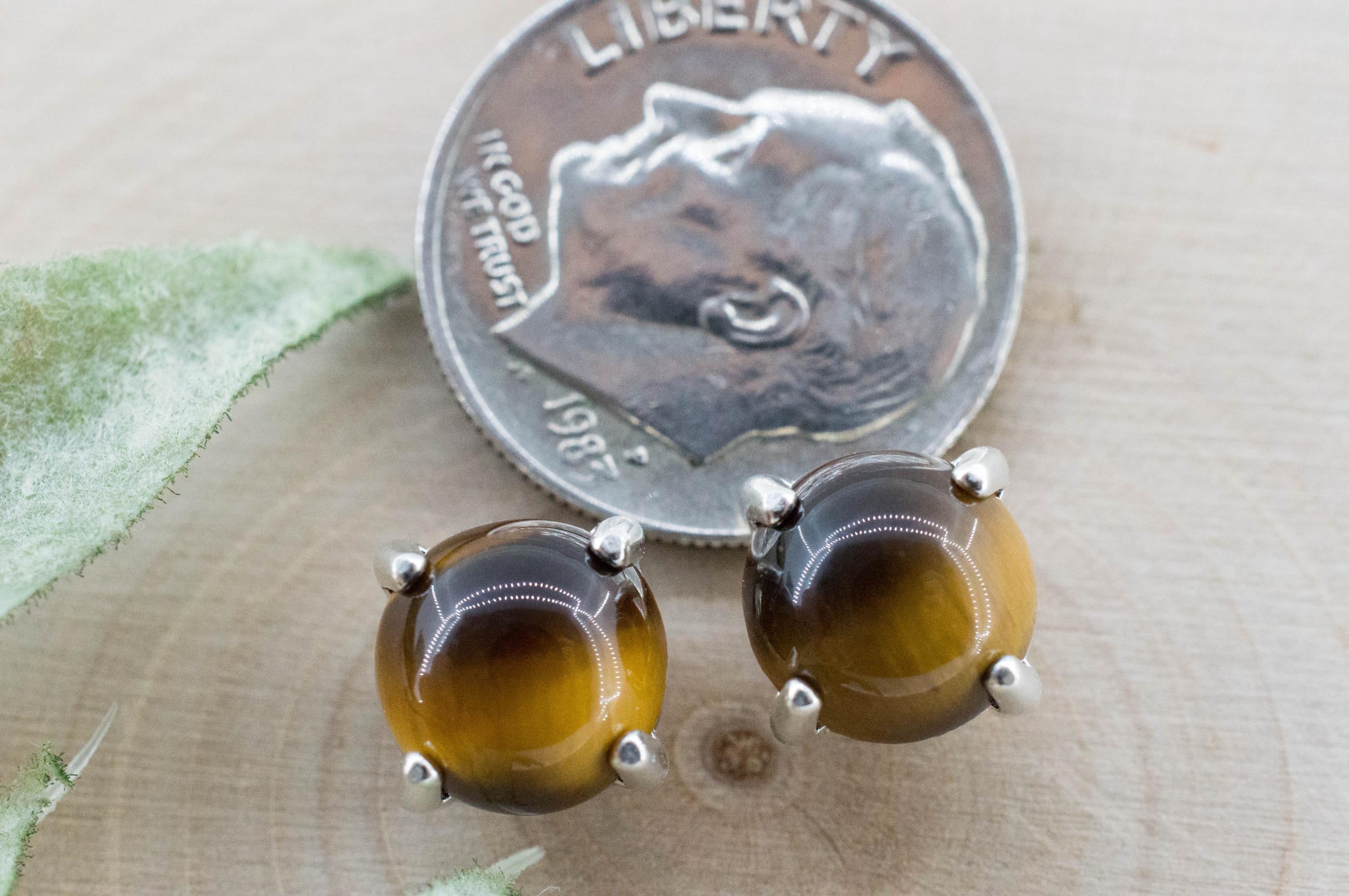 Tiger's Eye Earrings; Natural Untreated Thailand Tiger Eye; 3.250cts - Mark Oliver Gems