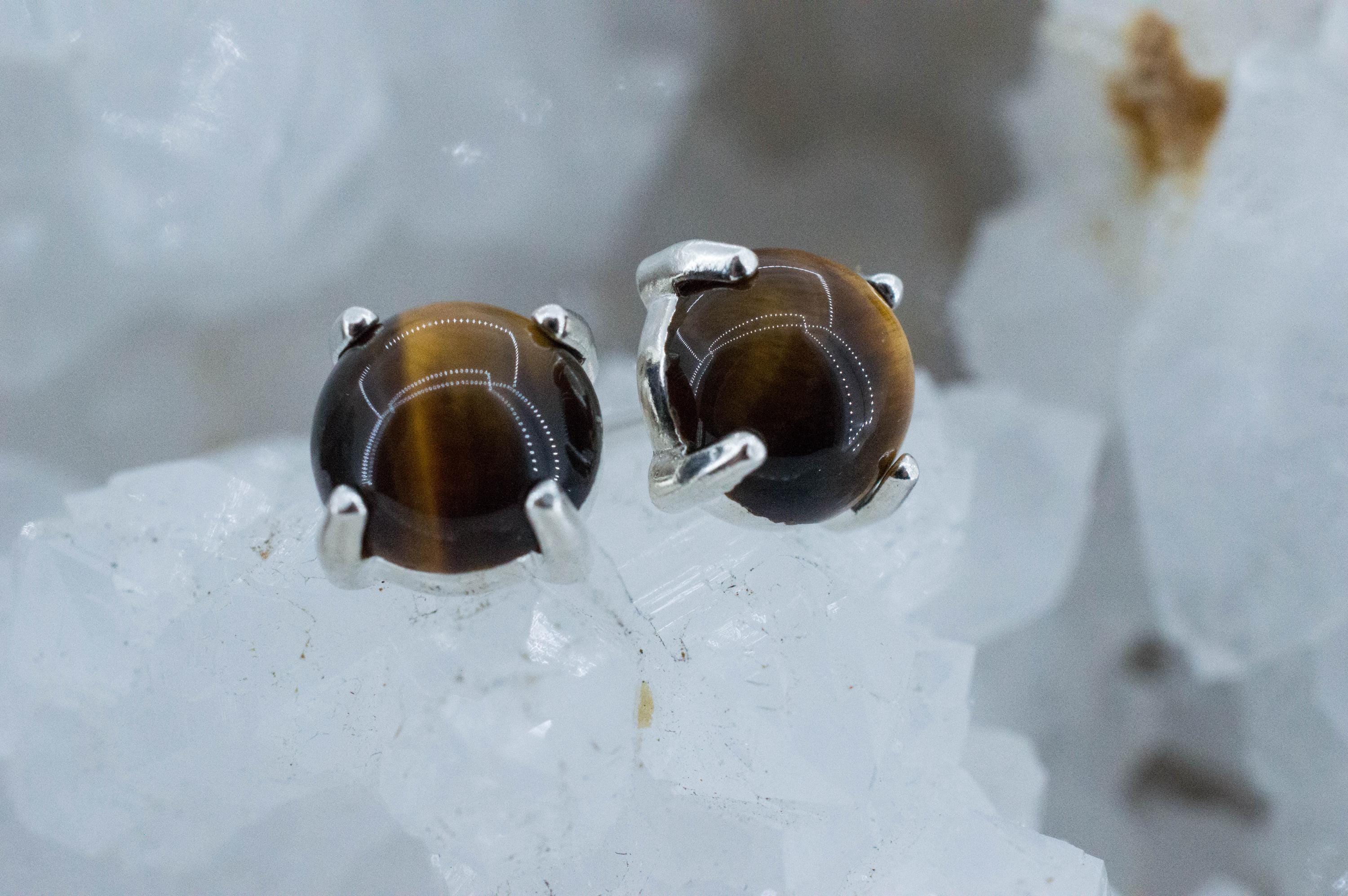 Tiger's Eye Earrings; Natural Untreated Thailand Tiger Eye; 3.270cts - Mark Oliver Gems