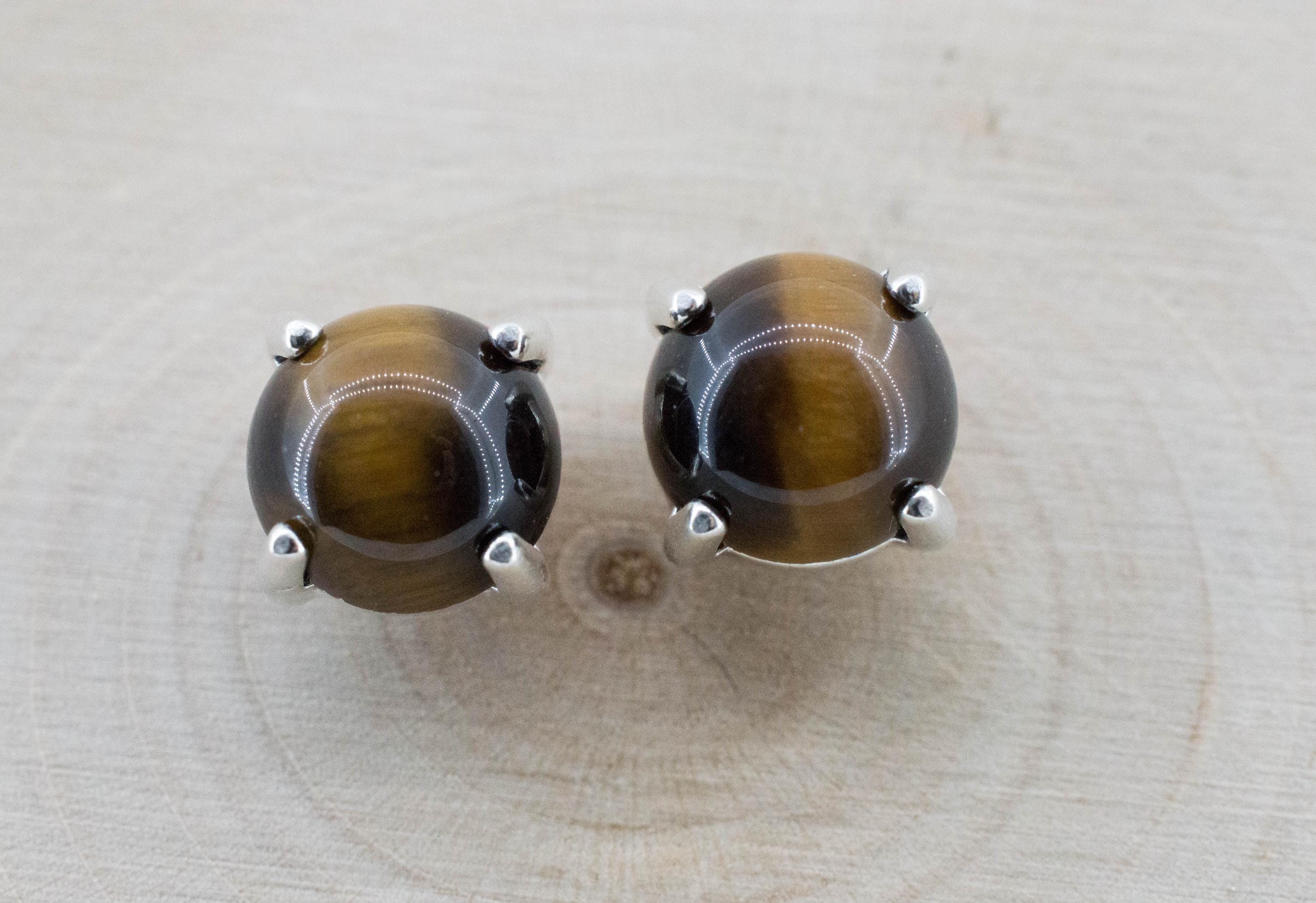 Tiger's Eye Earrings; Natural Untreated Thailand Tiger Eye; 3.360cts - Mark Oliver Gems